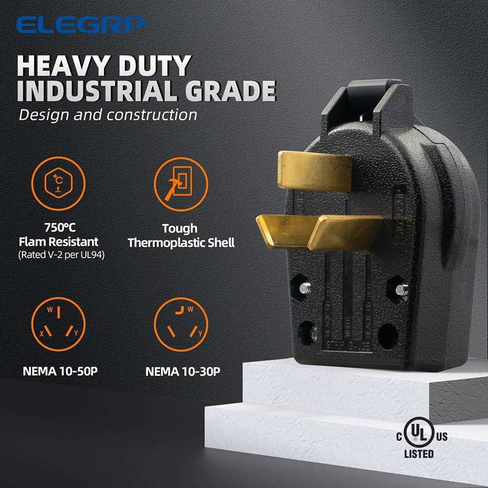 ELEGRP 30 Amp 125/250V, NEMA 14-30R Flush Mount Power Outlet, Single Straight Blade Range and Dryer Outlet Grounding - Inhomebuy