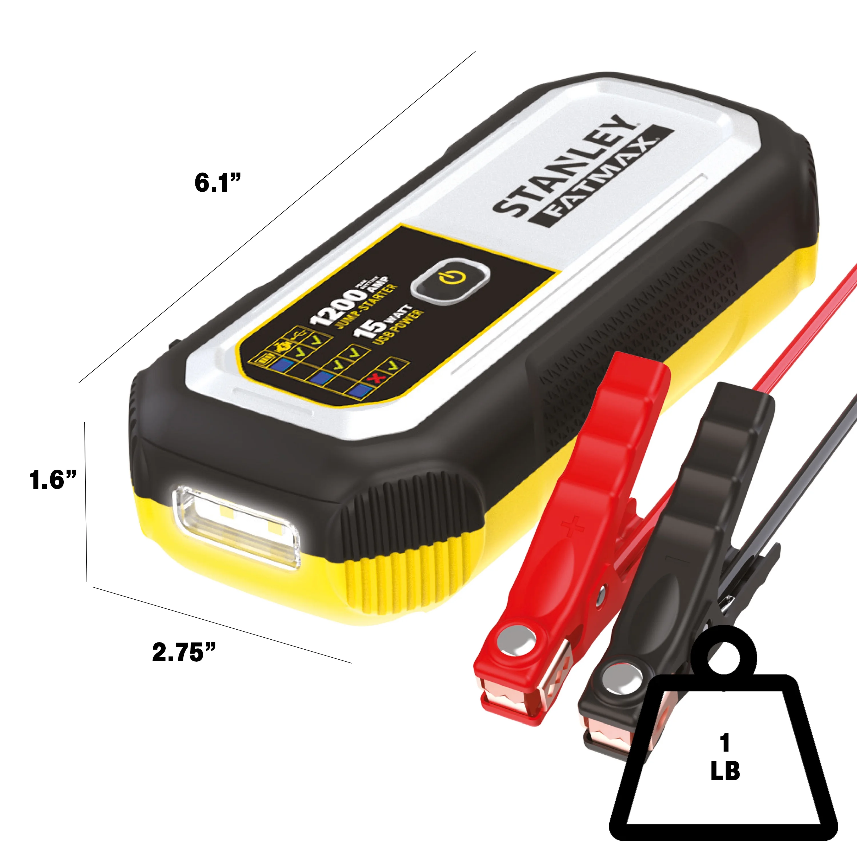 Stanley FatMax 1200 Amp, Lithium Jump Starter with USB Power Bank - Inhomebuy