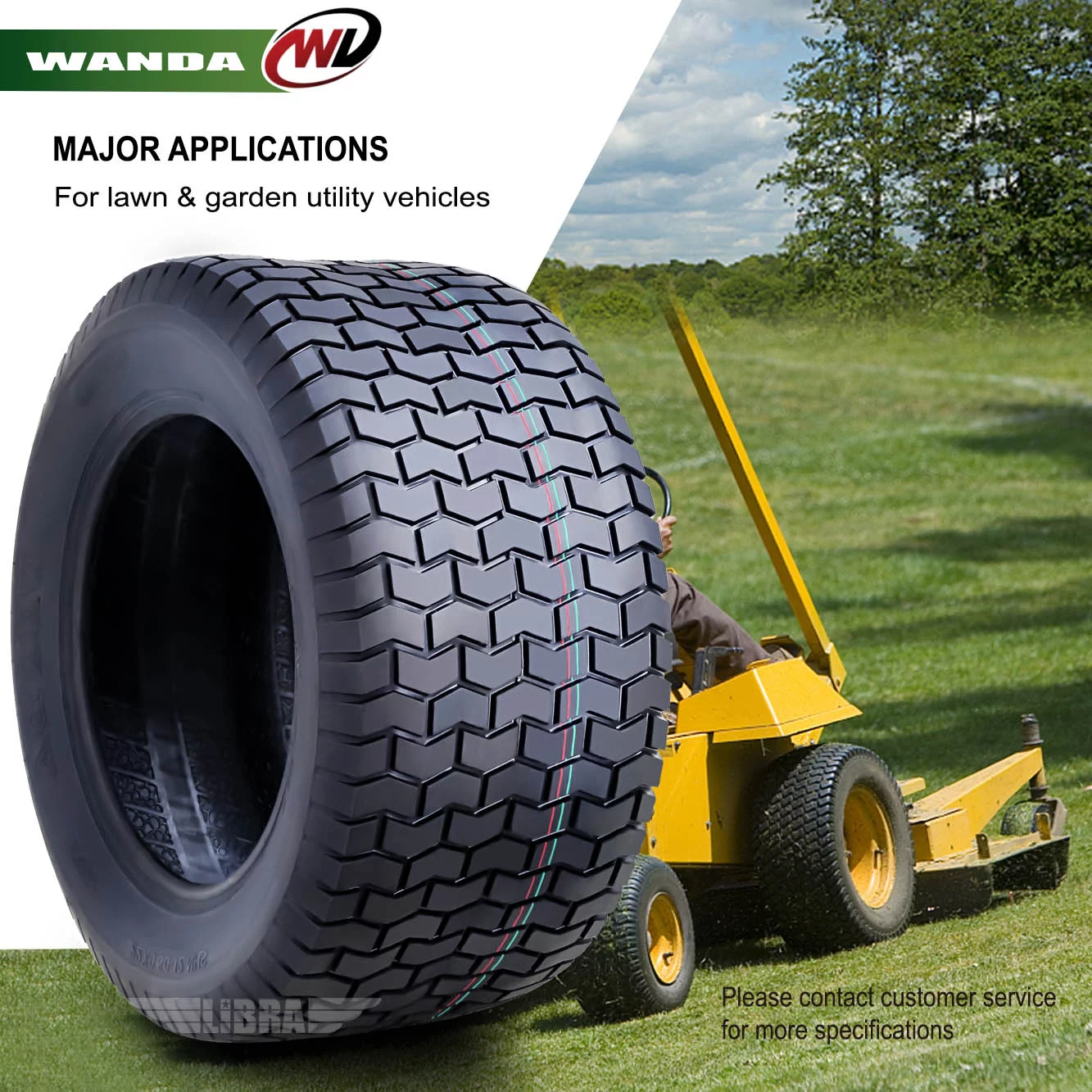 WANDA 15X6-6 & 20X8-8 Lawn Mower Tractor Cart Turf Tires 4 Ply-13114/13131, Set 4 - Inhomebuy