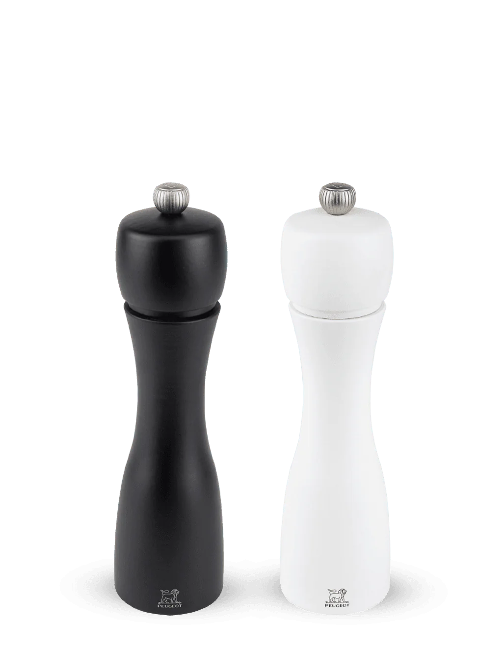 Peugeot Tahiti Set of Pepper and Salt Mill in Wood Matte Black and White 20 cm - 8in - Inhomebuy