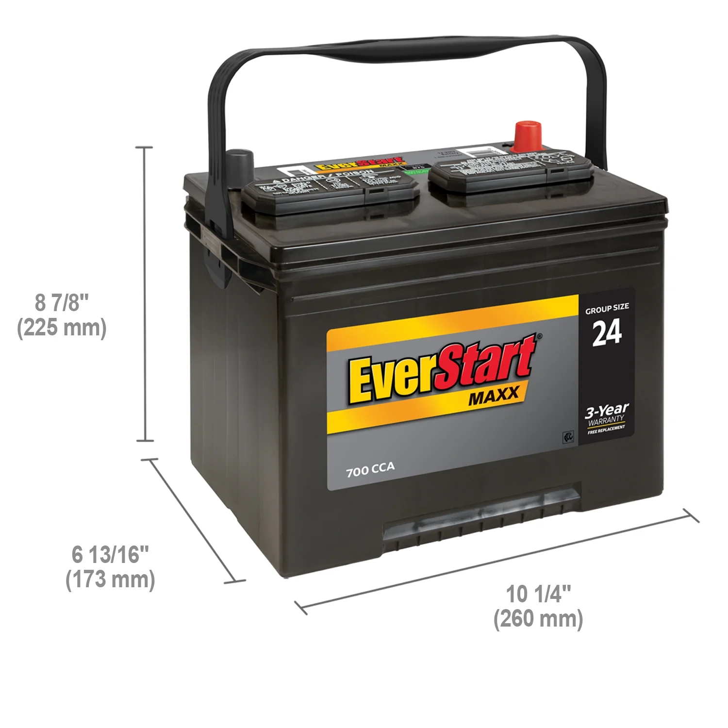 EverStart Maxx Lead Acid Automotive Battery, Group Size 24 12 Volt, 700 CCA - Inhomebuy
