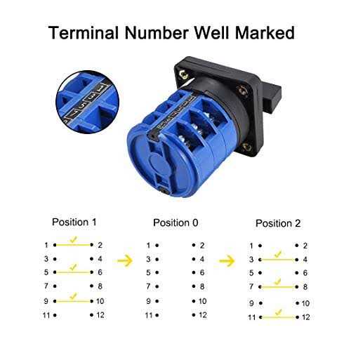 Victorshome Changeover Switch Lw28-32 3 Positions Terminals Universal Rotary Cam Selector Latching Switches 690V 32A - Inhomebuy