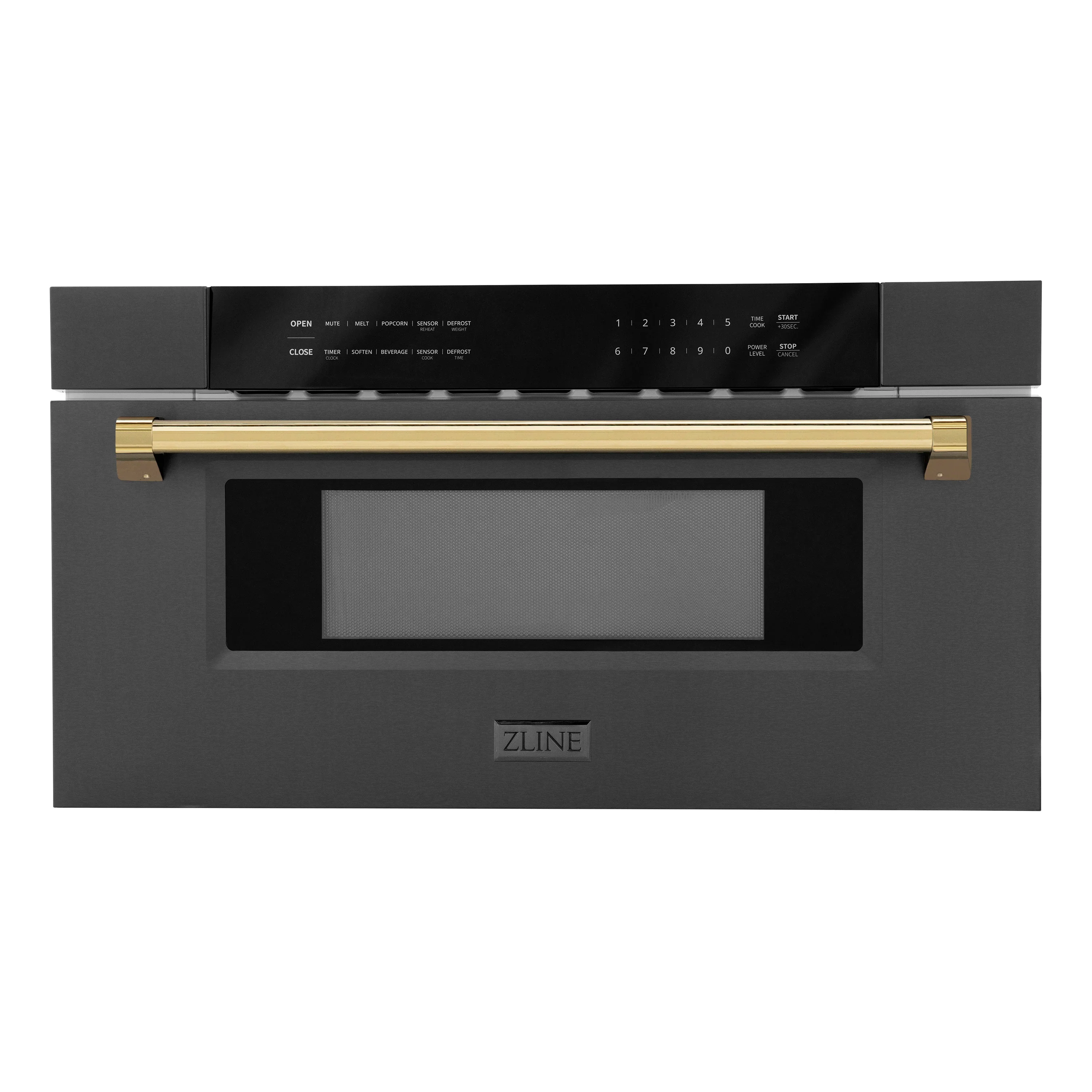 ZLINE Autograph 30 In. 1.2 cu. ft. Built-In Microwave Drawer In Black Stainless Steel with Gold Accents, MWDZ-30-BS-G - Inhomebuy