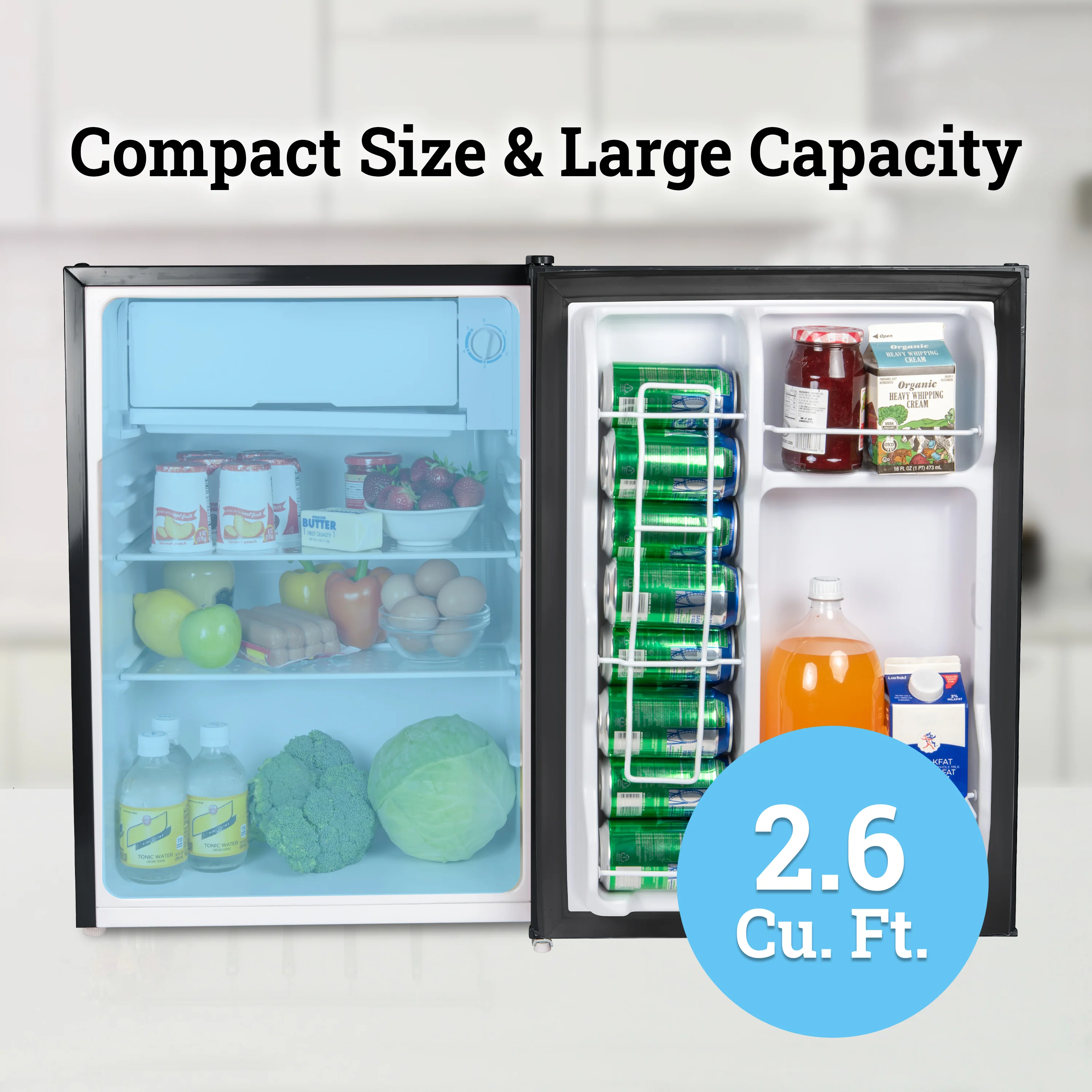 Igloo 2.6 Cu. Ft. Refrigerator w/ Freezer, Platinum - Inhomebuy