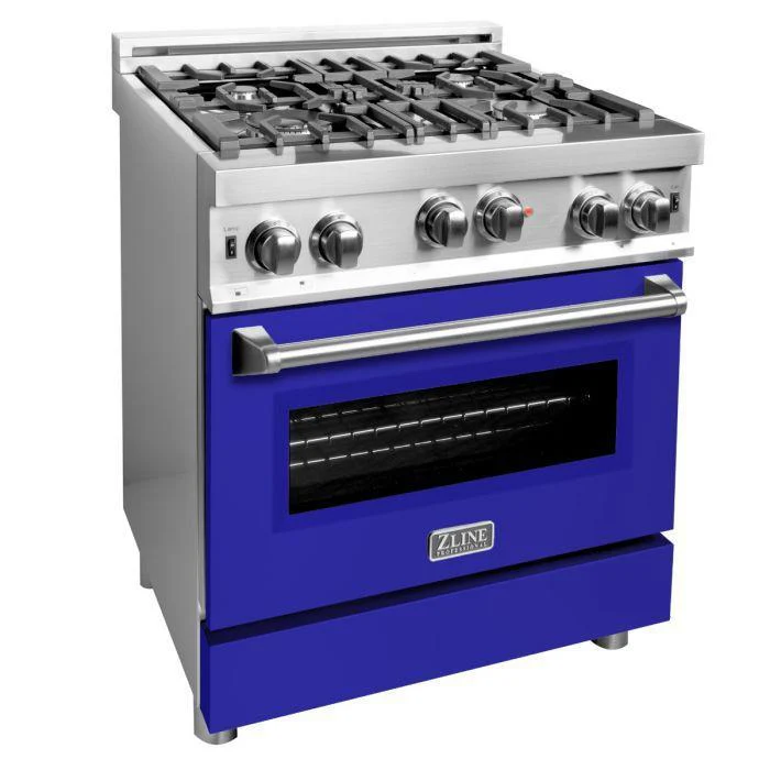 ZLINE 30 in. Professional Gas on Gas Range in Stainless Steel with Blue Matte Door, RG-BM-30 - Inhomebuy