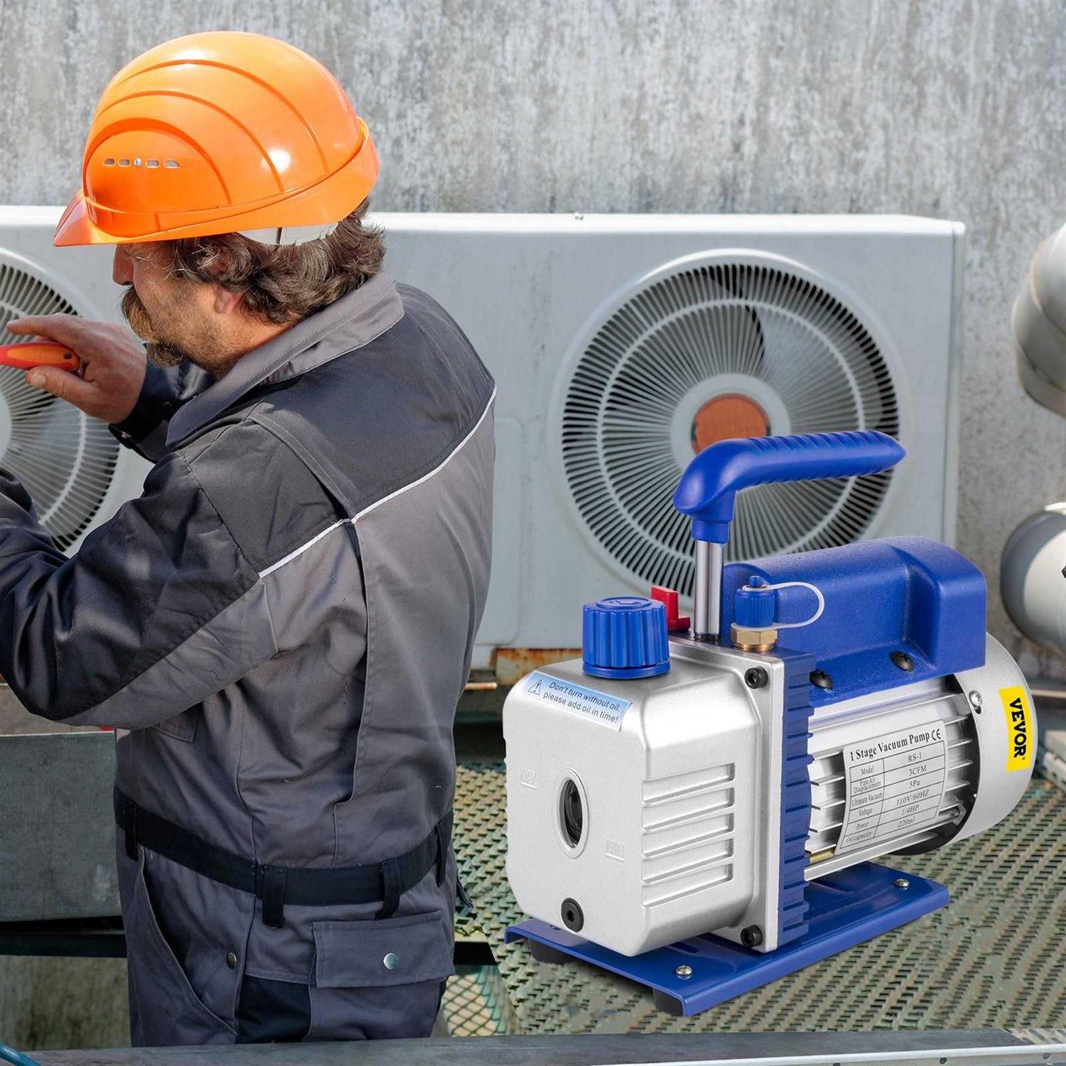 VEVOR Vacuum Pump 2 Gallon Vacuum Chamber Silicone Expoxy Degassing with 4CFM 1/3HP Single Stage Vacuum Gauge QCKTZKB4CFM1-3J2TV1 - Inhomebuy