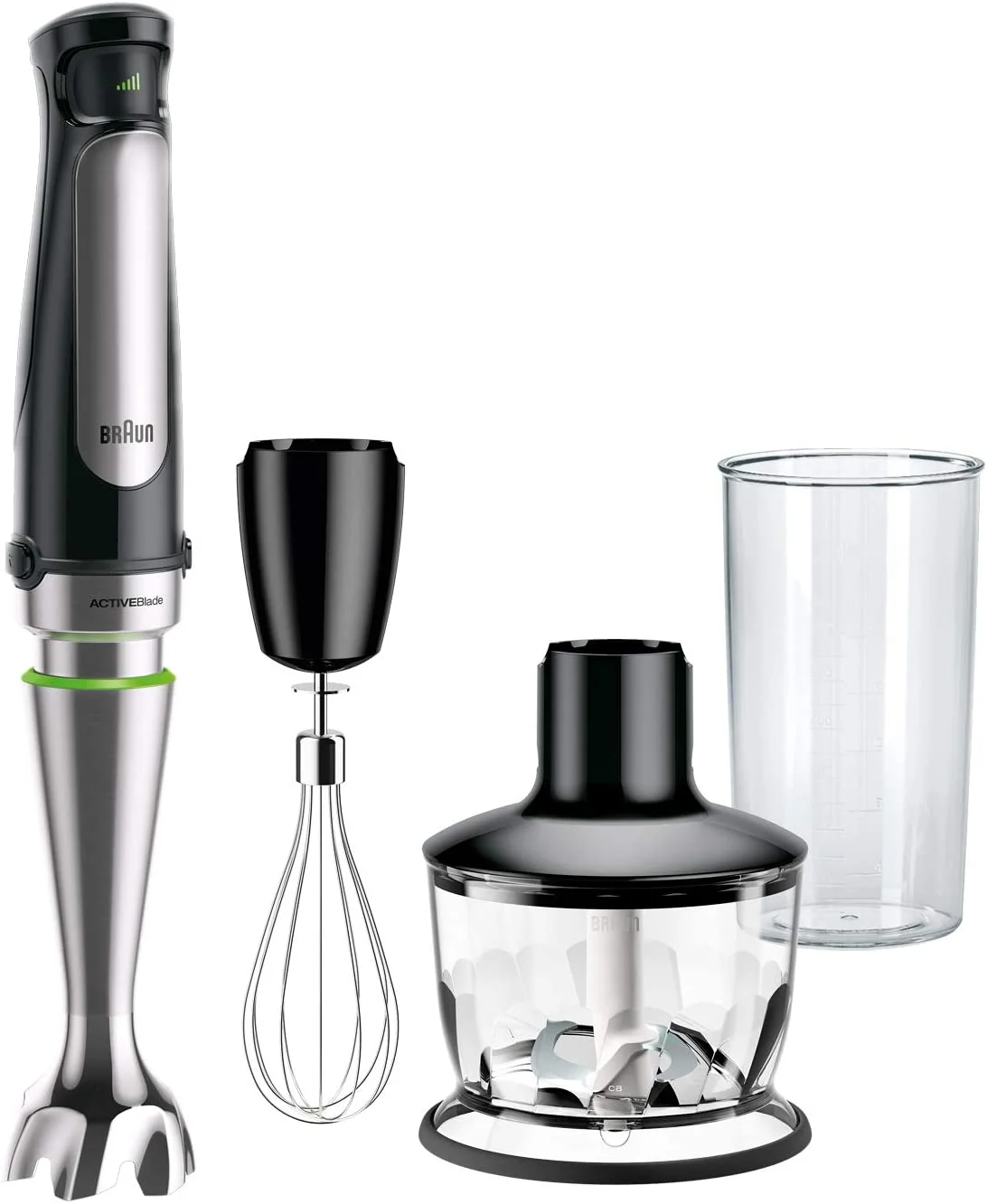 Braun MultiQuick Immersion Hand Blender with 2-Cup Food Processor, Whisk, Beaker: 500W, black | MQ7035 - Inhomebuy