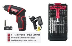 Hyper Tough 4V Rotating Screwdriver & 50-Piece Drill & Drive Bit Set - Inhomebuy