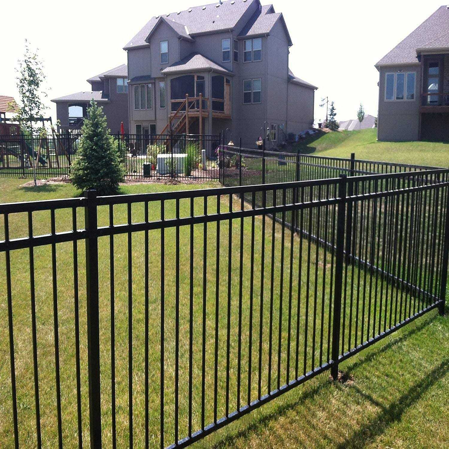 Xcel Black Steel Anti-Rust Fence Gate Flat End Pickets 4ft W x 5ft H - Inhomebuy