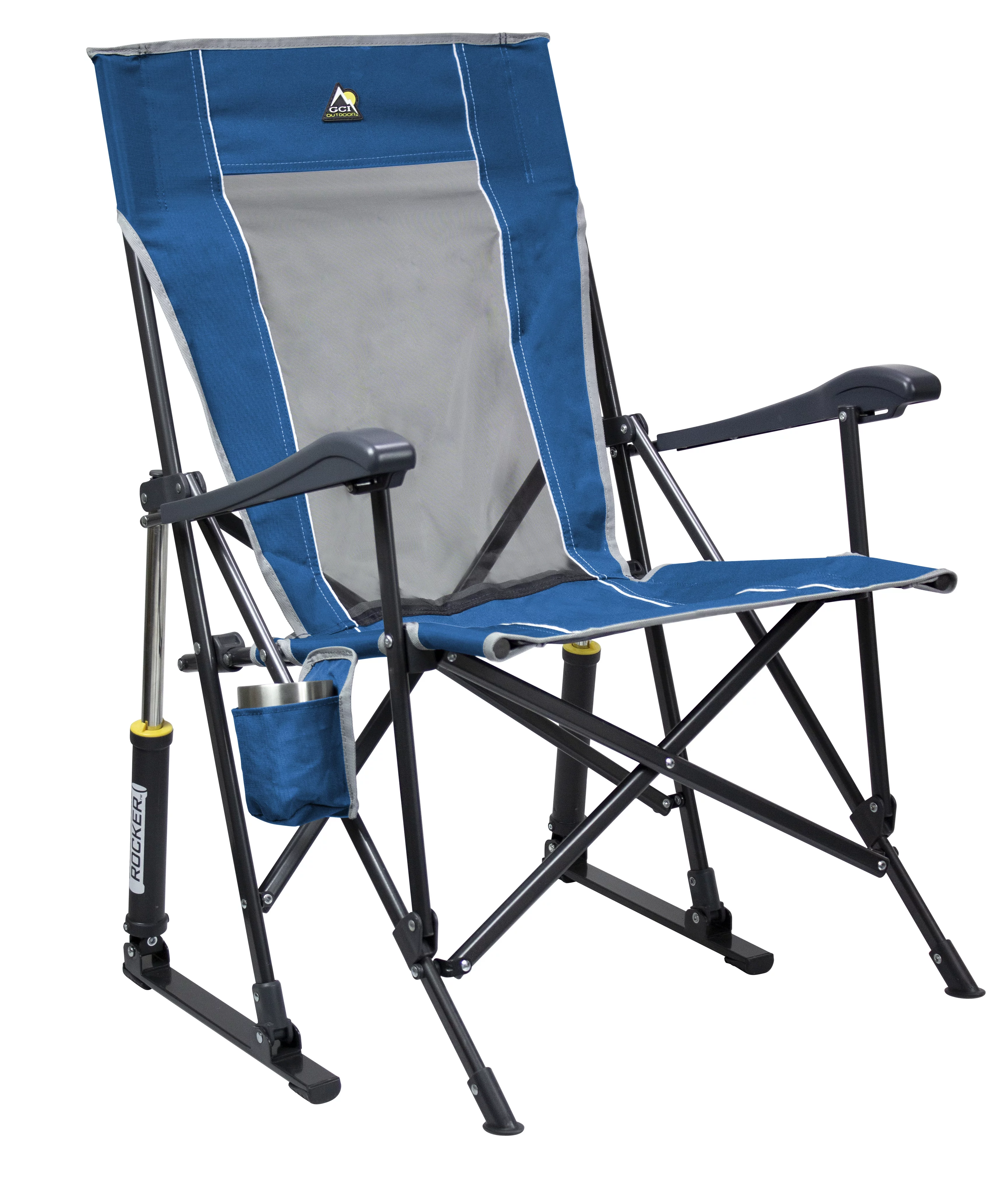 GCI Outdoor RoadTrip Rocker Portable Folding Camping Chair, Blue - Inhomebuy
