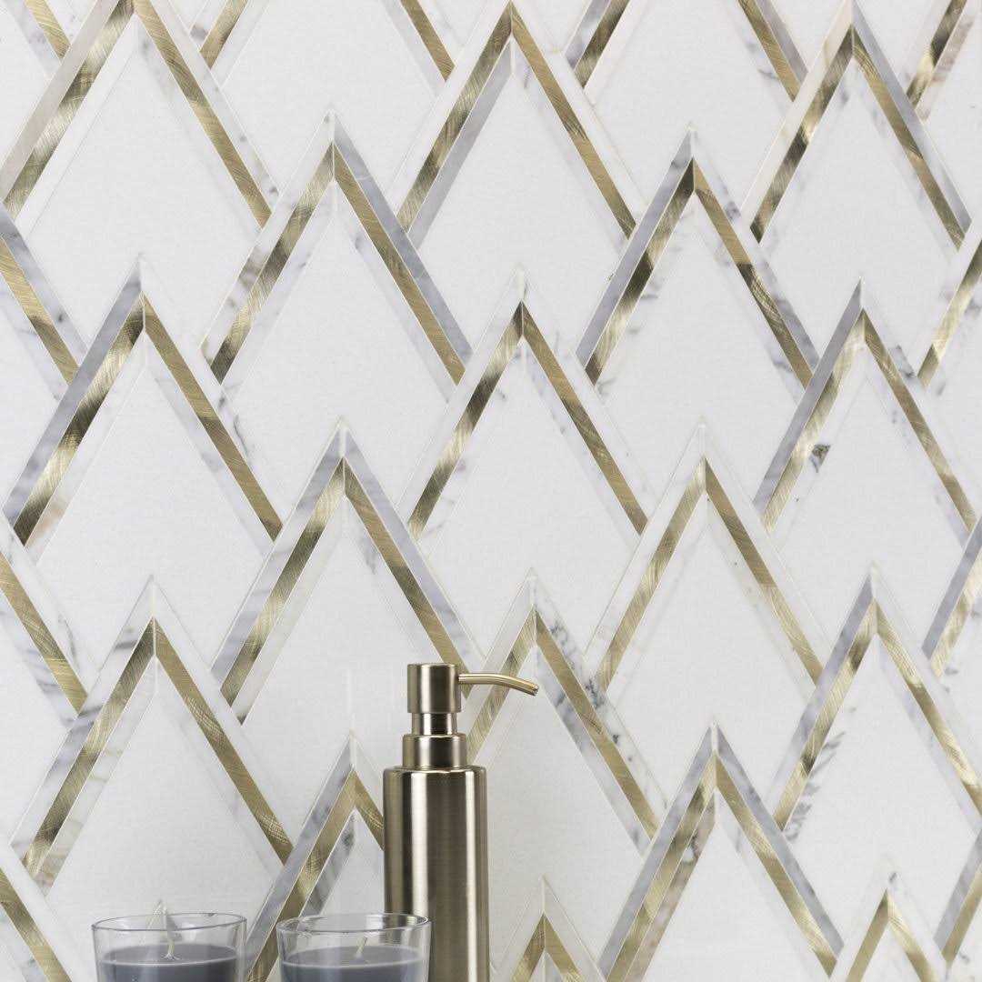 Ogee 4.23 x 5.28 Marble Chevron Mosaic Wall Tile Ivy Hill Tile - Inhomebuy
