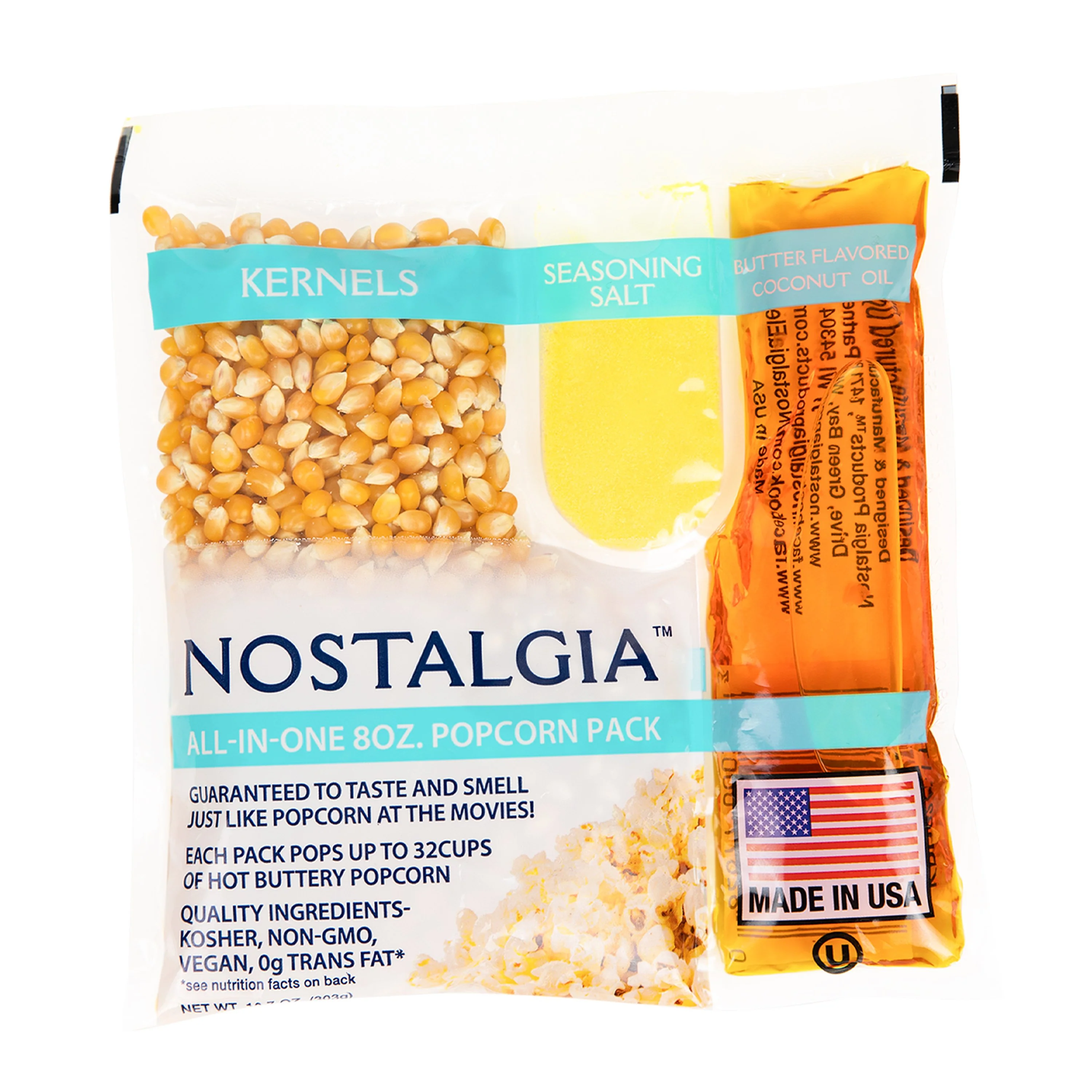 Best Tasting Premium 8-Ounce Popcorn, Oil & Seasoning Salt All-In-One Packs - 24 Count - Inhomebuy