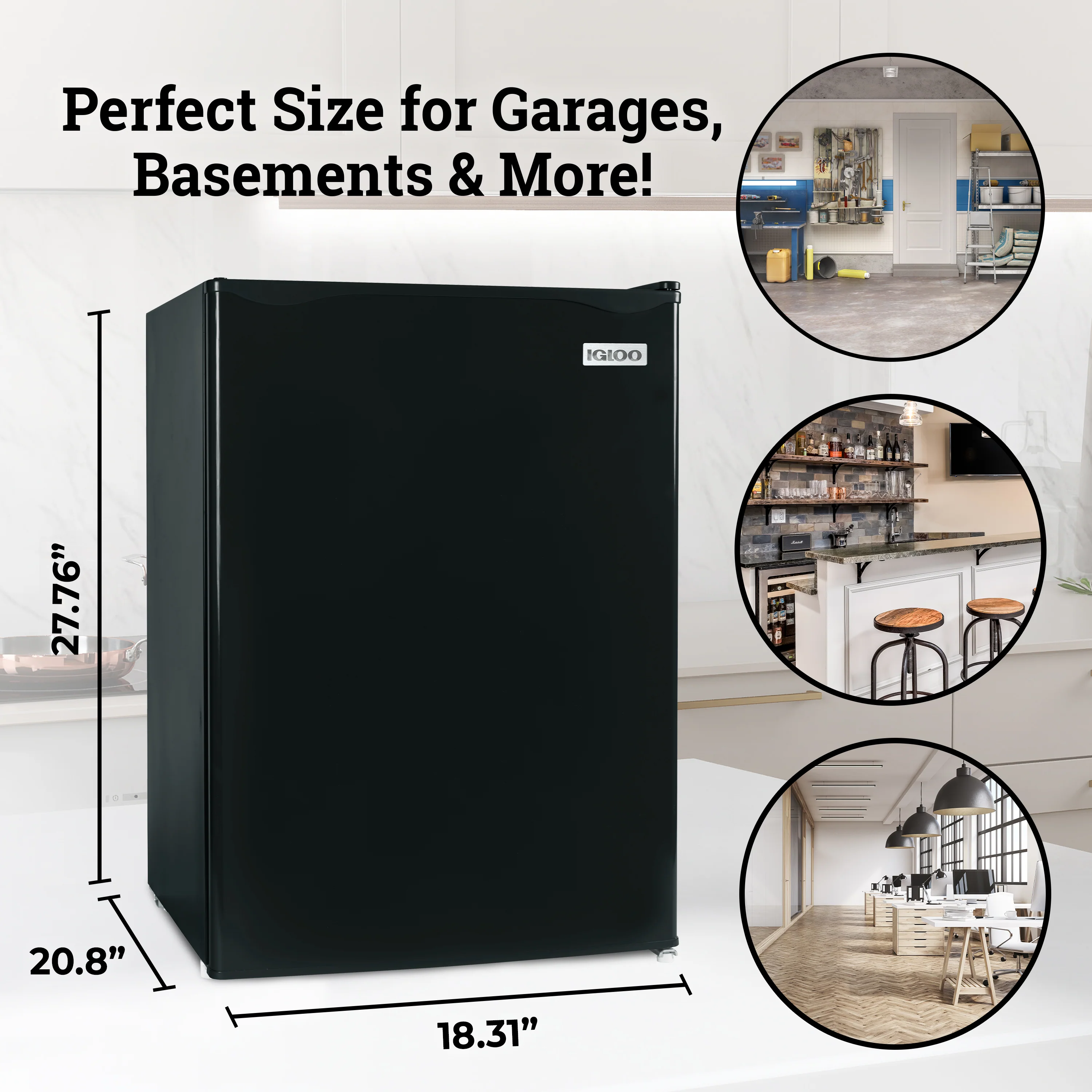 Igloo 2.6 Cu. Ft. Refrigerator w/ Freezer, Black - Inhomebuy