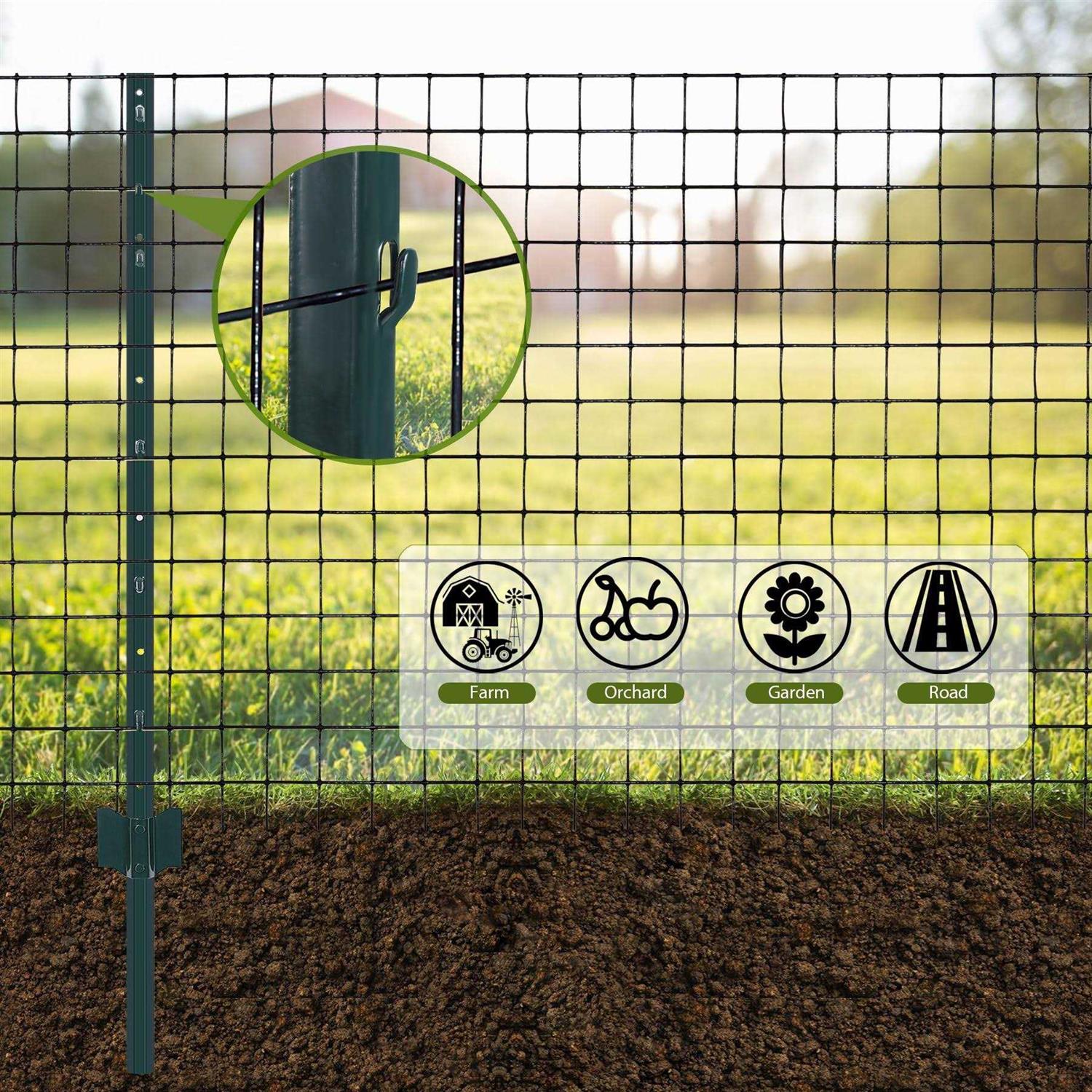 Toriexon 10 Packs Fence Posts Heavy Duty Metal Fence Post with U-channel - Inhomebuy