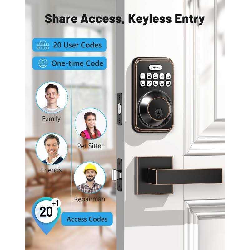 Zowill Keyless Entry Door Lock with 2 Handles Electronic Keypad Deadbolt - Inhomebuy