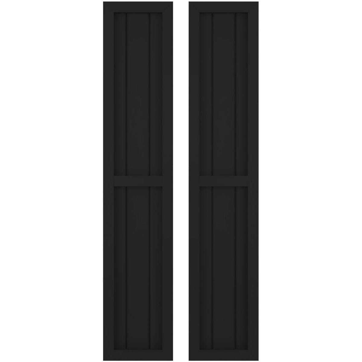 Ekena Millwork 1/2W x Americraft Board Exterior Real Wood Two Equal Panel Framed Board-n-Batten Shutters - Inhomebuy