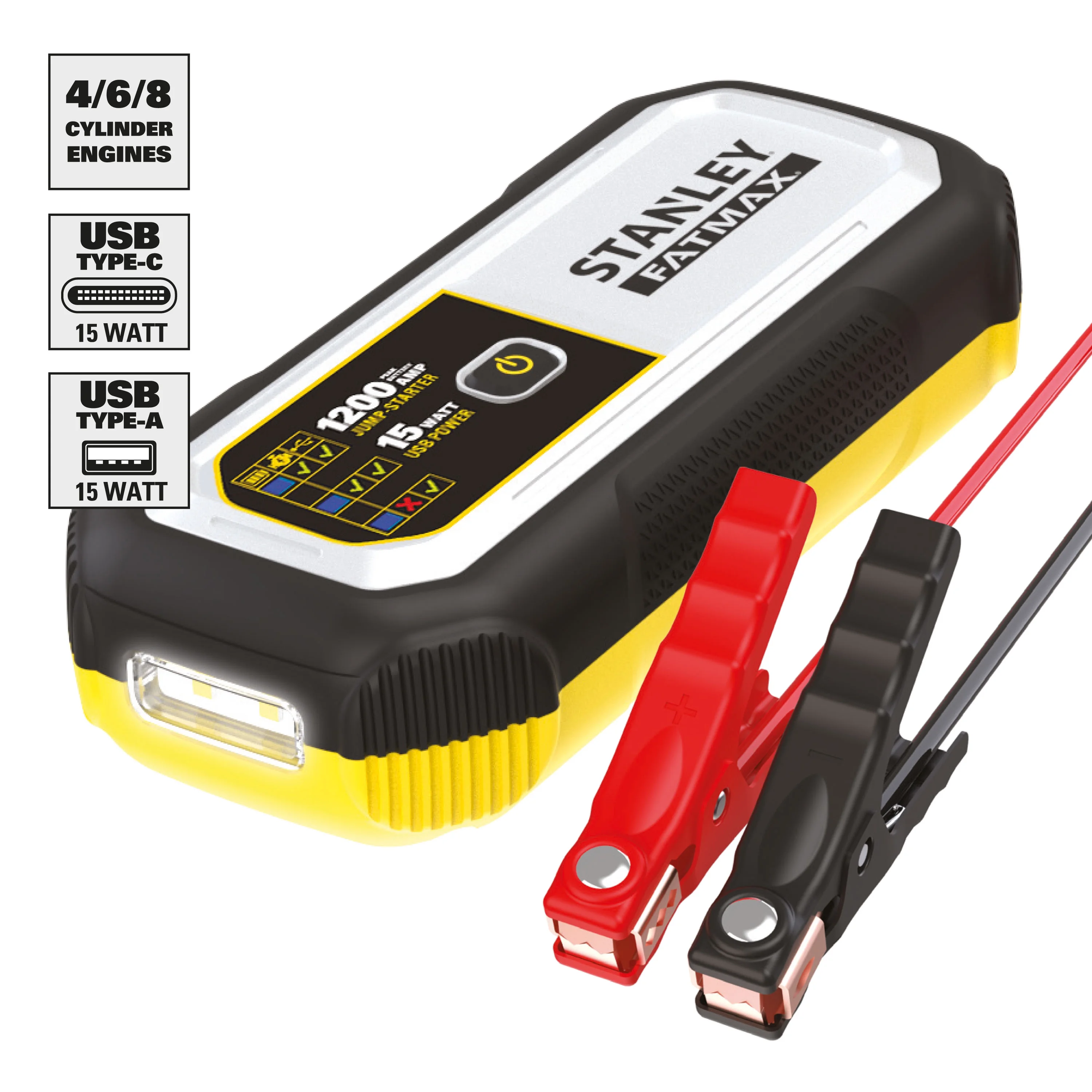 Stanley FatMax 1200 Amp, Lithium Jump Starter with USB Power Bank - Inhomebuy