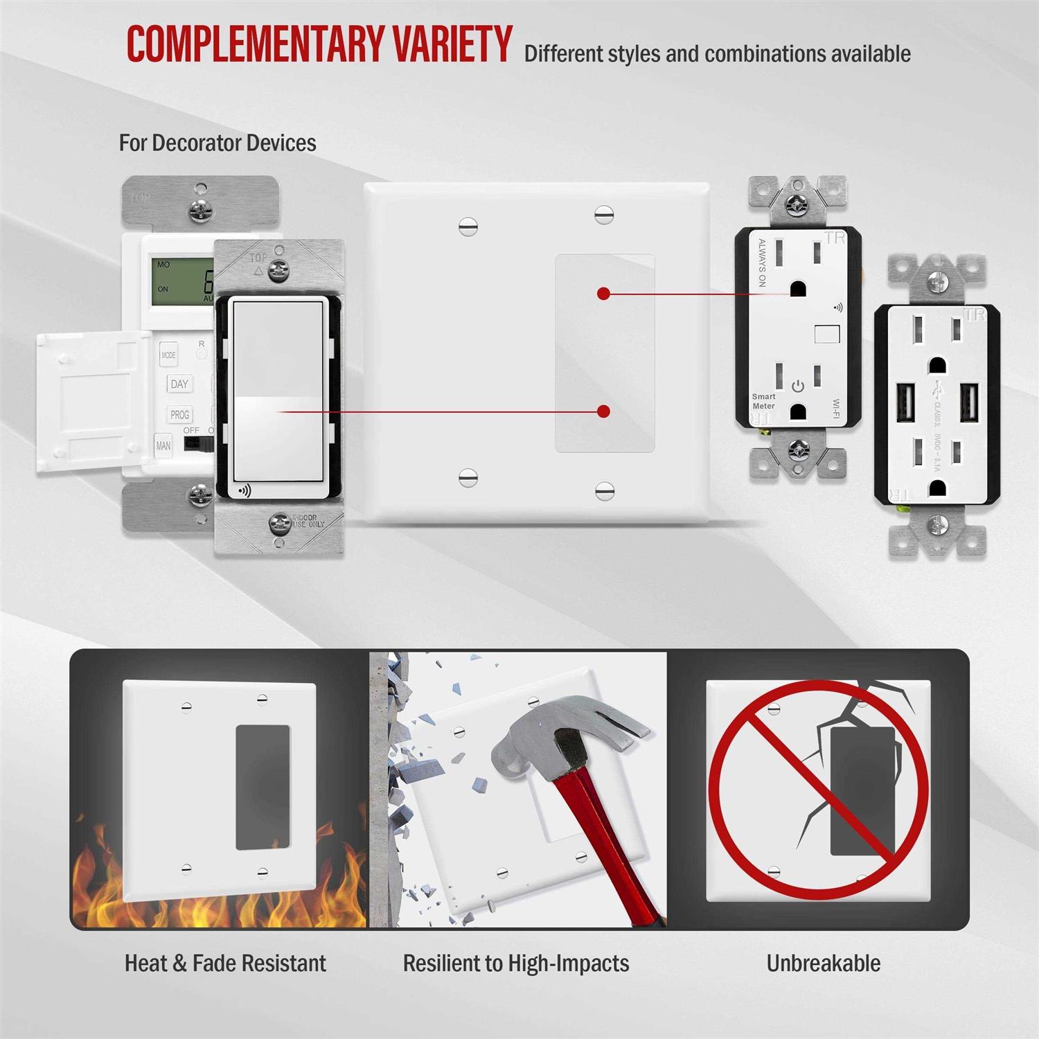Enerlites 15 Amp Single Pole Toggle Switch w/ Tamper Resistant Receptacle 62150-TR-W - Inhomebuy