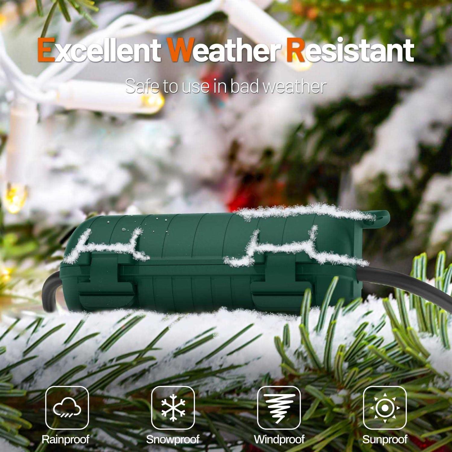 Extension Cord Cover Outdoor Cord Connector Protector IP54 Waterproof with 4 Detachable Latches - Inhomebuy