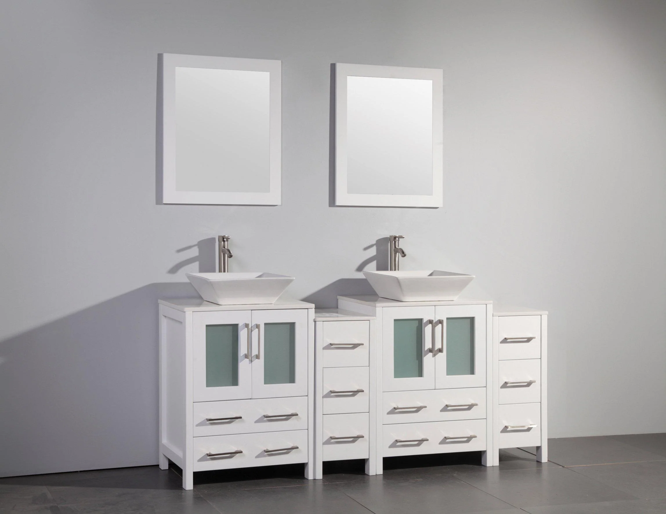 Vanity Art Ravenna 72 in. Bathroom Vanity in White with Double Basin Top in White Ceramic and Mirrors, VA3124-72W - Inhomebuy