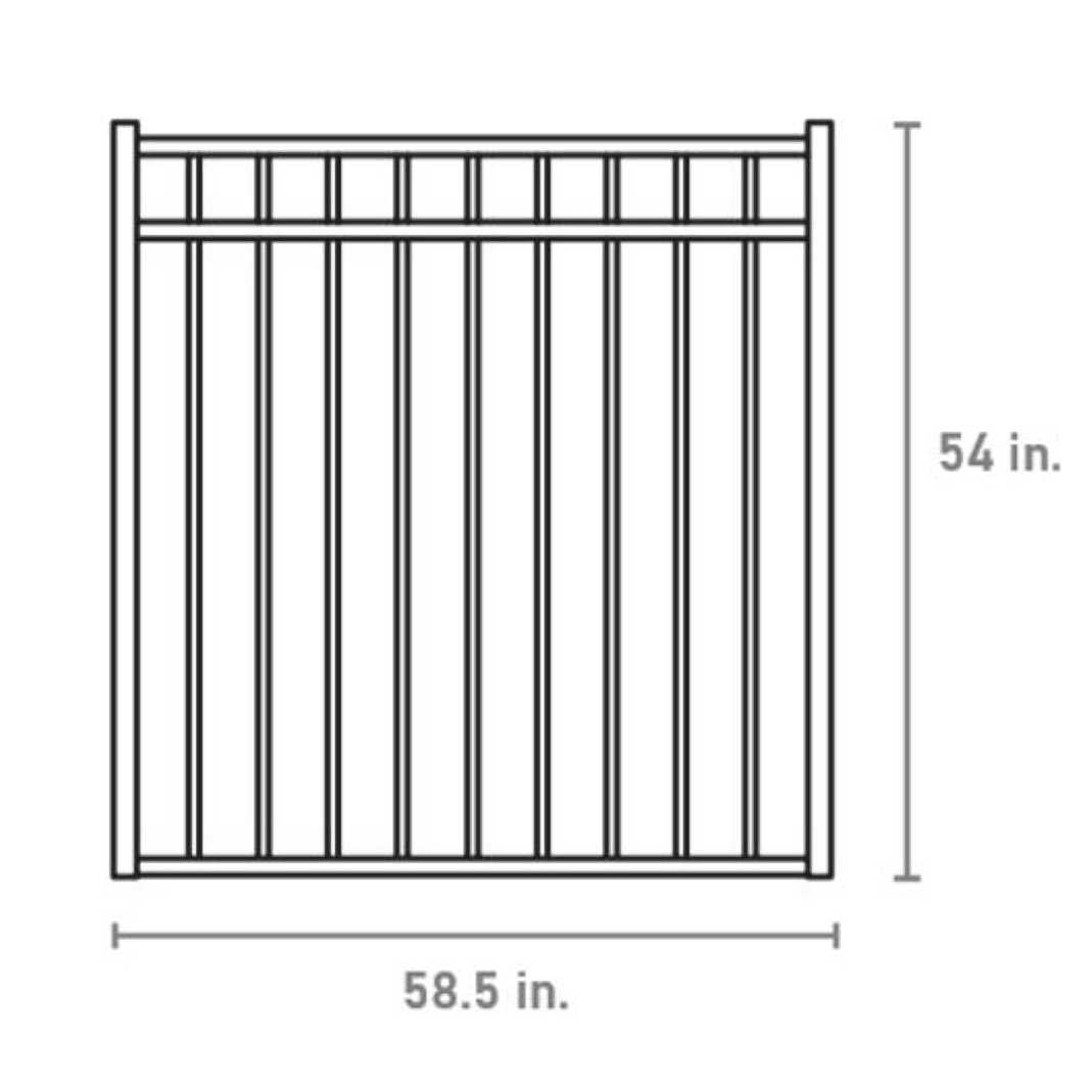 Fortress Building Products Versai 4-ft H x 5-ft W Gloss Black Powder-coated Galvanized Steel Spaced Picket Flat-top Privacy Walk-thru Fence Gate - Inhomebuy