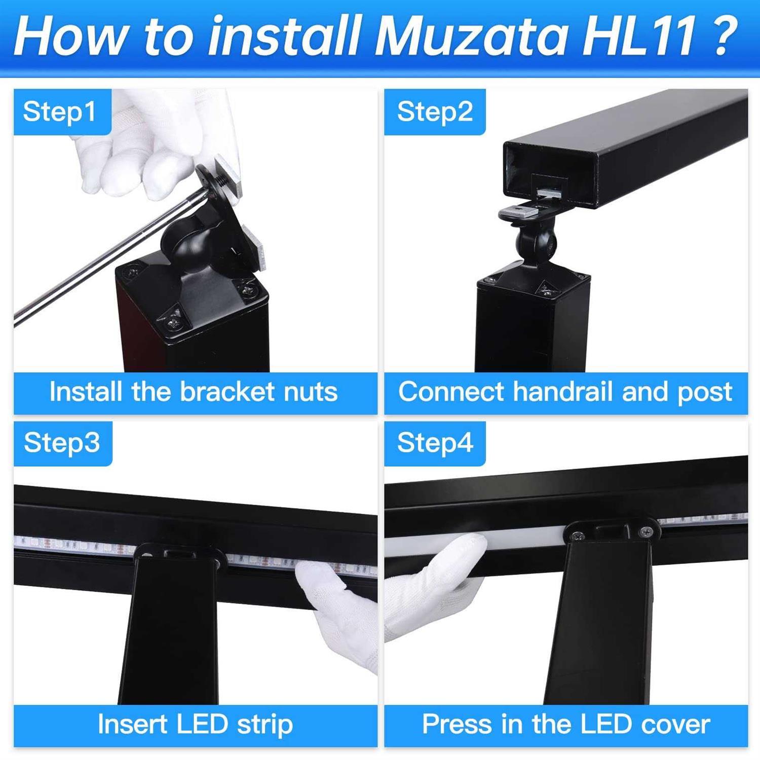 Muzata 6’6 Black Super Thin Handrail Stainless Steel Cable Railing HT30 BP4 - Inhomebuy