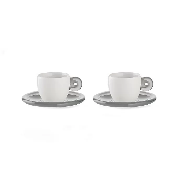 SET 2 ESPRESSO CUPS WITH SAUCERS GOCCE Sky Grey - Inhomebuy