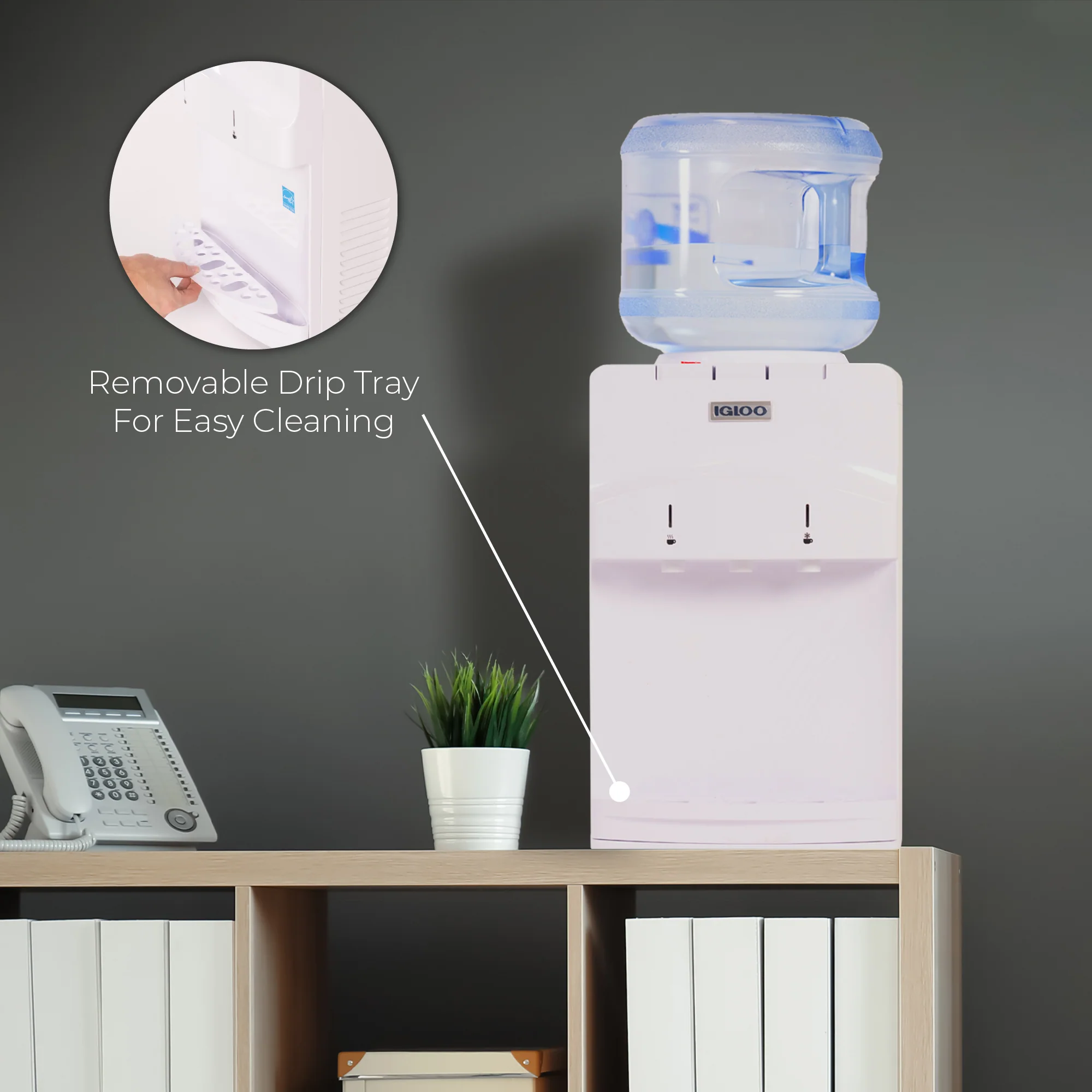 Igloo Countertop Room Temperature-Cold & Hot Top Loading Water Dispenser, White - Inhomebuy