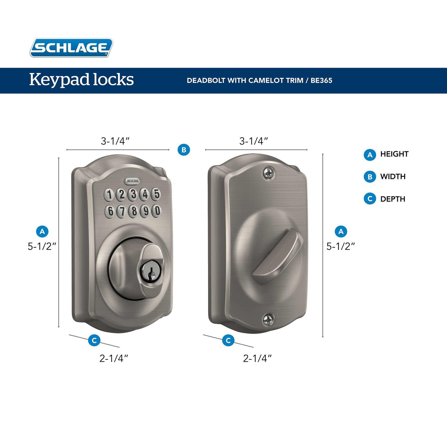 Schlage Satin Chrome Steel Electronic Keypad Entry Lock - Inhomebuy