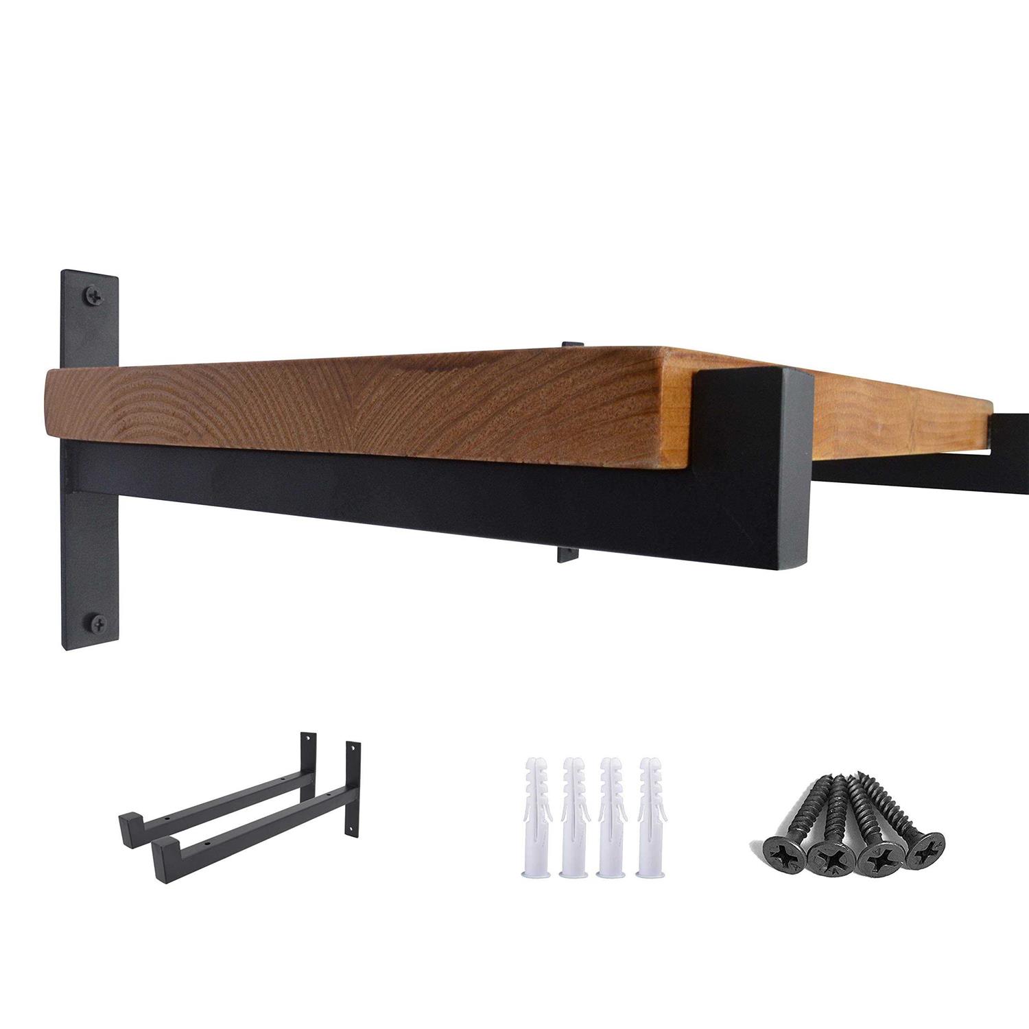 Ovov 2 Pcs Steel Heavy Duty Shelf Brackets Wall Mounted Industrial Metal Shelf Supports Matte - Inhomebuy