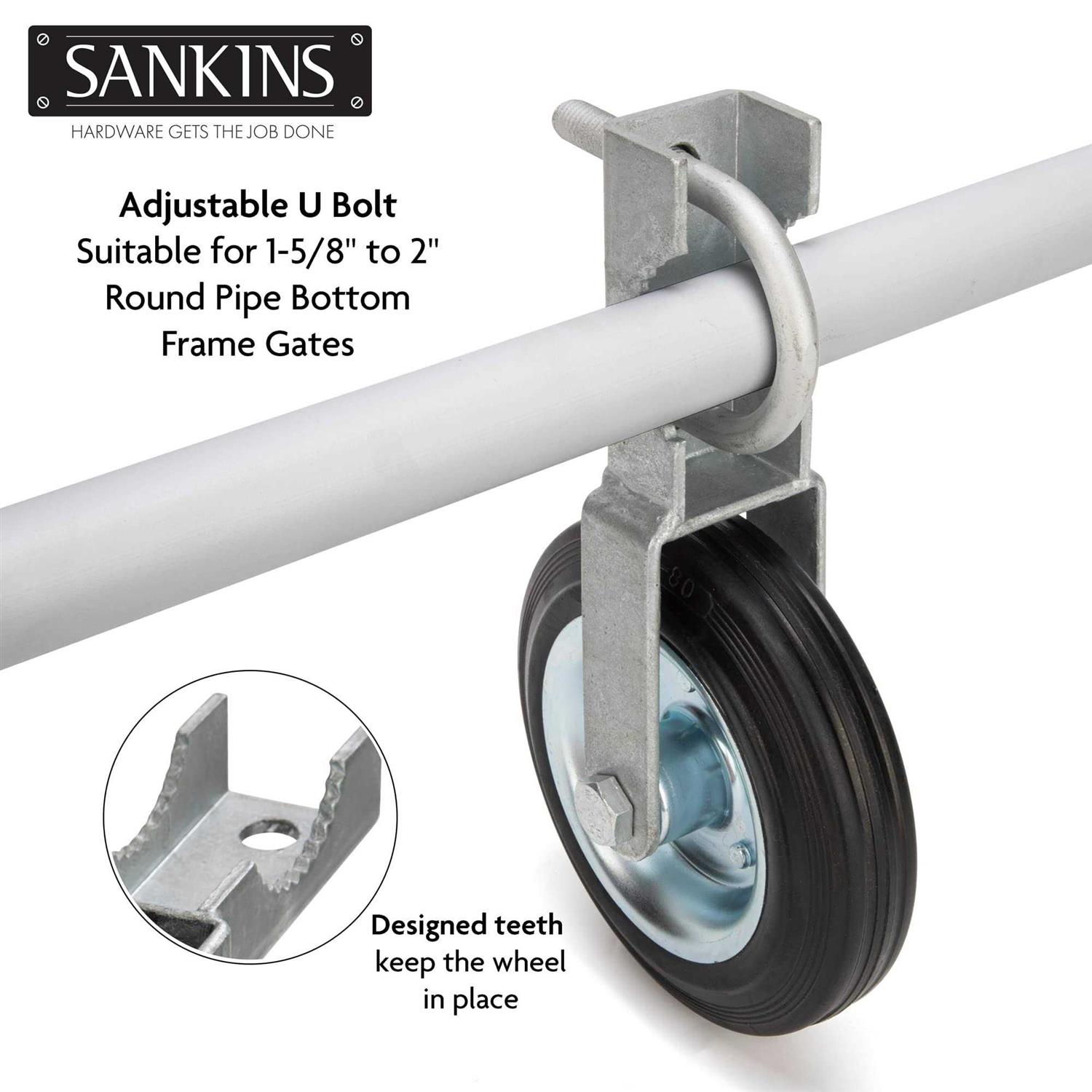 SANKINS Gate Helper Wheel for Supporting Metal Swing Gates with 1-5/8 Thru 2 Gate Frames - Inhomebuy