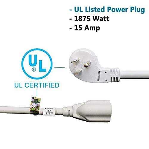 firmerst 1875W Flat Plug Extension Cord Black 2 feet - Inhomebuy