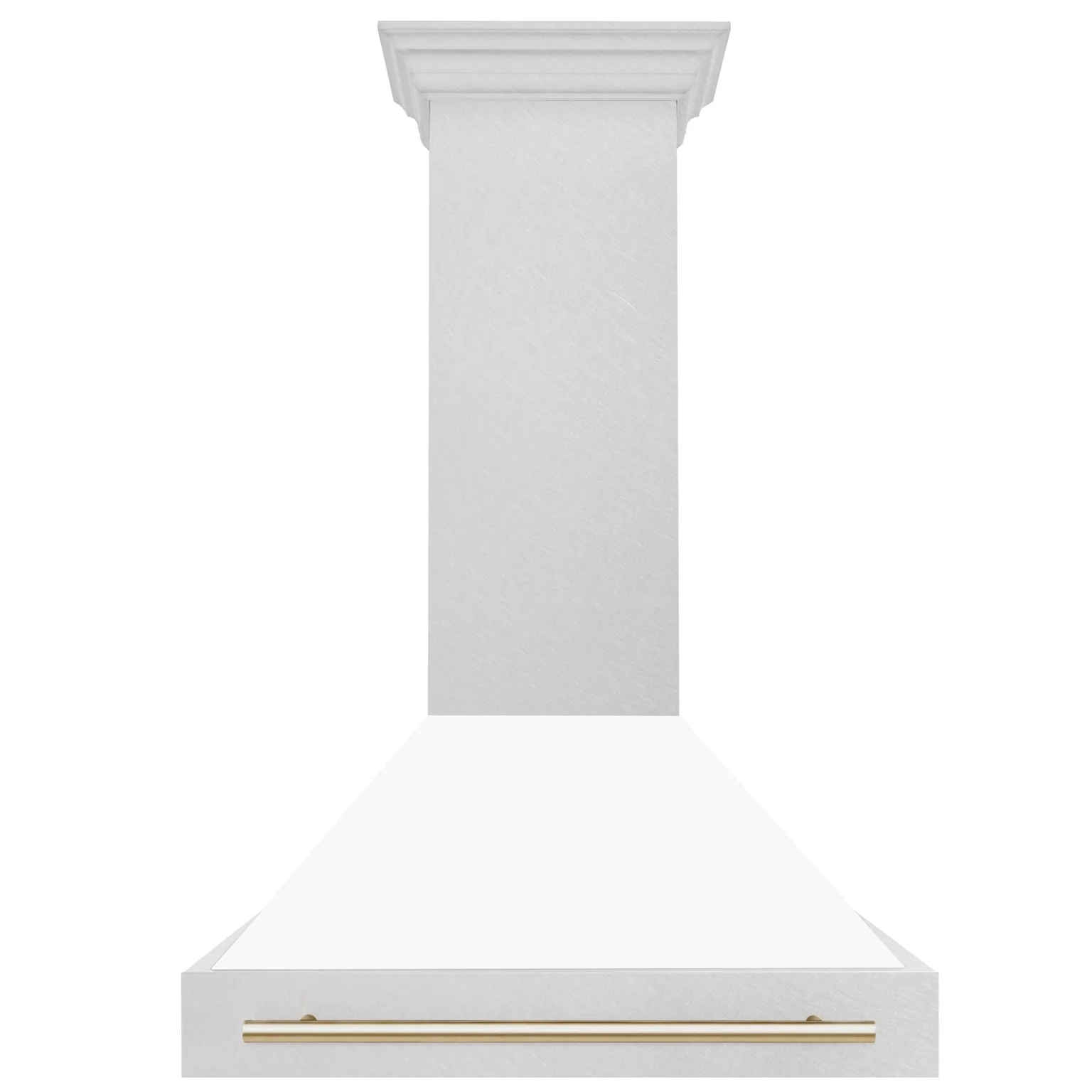 ZLINE Autograph 36 Inch DuraSnow® Stainless Steel Range Hood with White Matte Shell and Gold Handle, 8654SNZ-WM36-G - Inhomebuy
