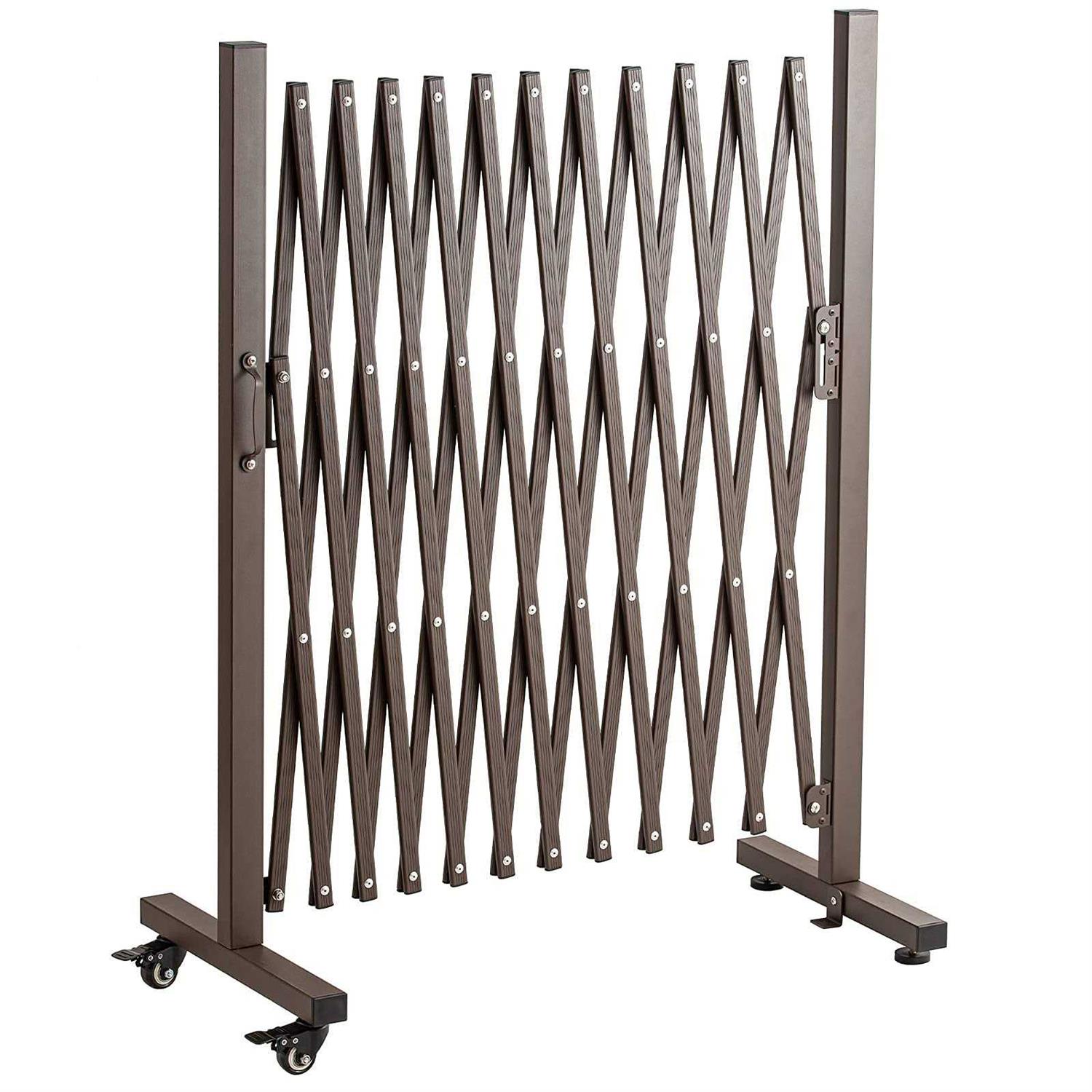 TECSPACE Aluminum Expandable Garden Fence Portable Barricade Gate with Casters - Inhomebuy
