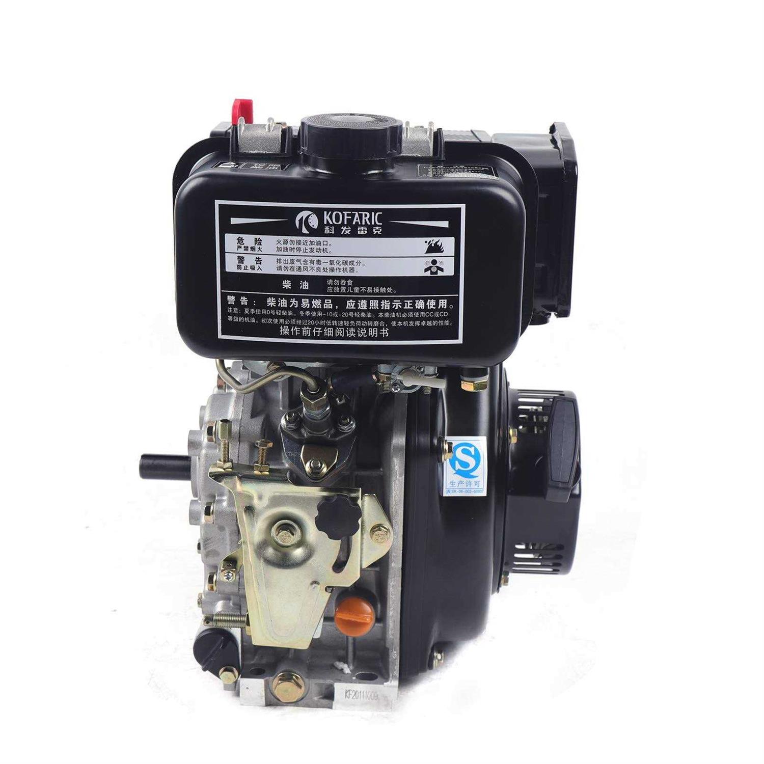 Diesel Engine 2.2KW 196CC 3HP 4 Stroke Single-Cylinder Air-Cooled Diesel Engine Manual Recoil Start Engine Orange+Black - Inhomebuy