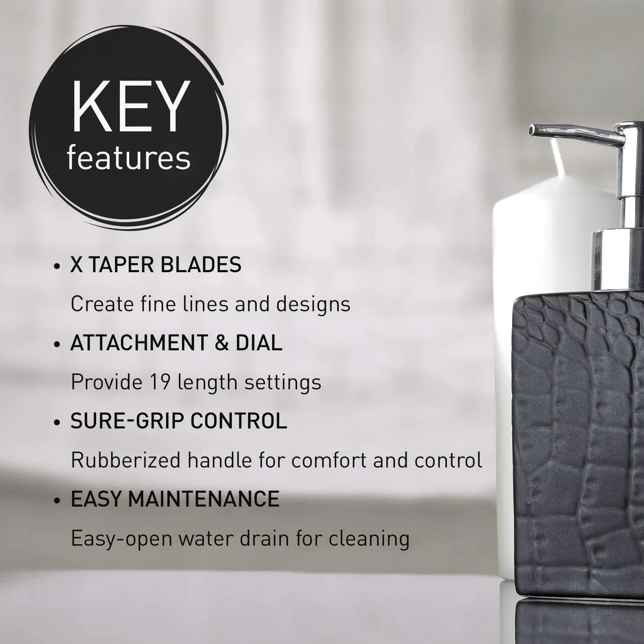 Panasonic Hair Trimmer 16-length wet/dry cordless | ER-GC51K - Inhomebuy