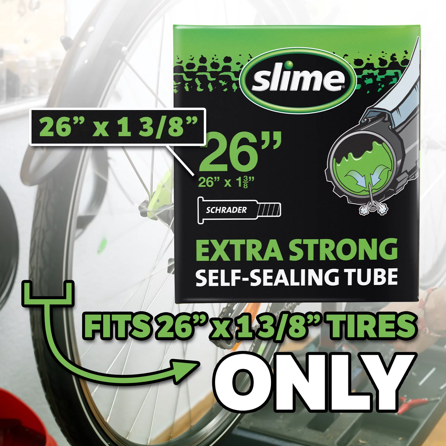 Slime Extra Strong Self-Sealing Bicycle Tube Schrader 1 3/8