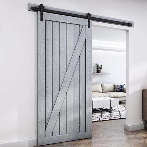 EaseLife 8 ft Double Door Sliding Barn Door Hardware Track Kit,Basic J Pulley,Heavy Duty,Slide Smoothly Quietly,Easy Install - Inhomebuy