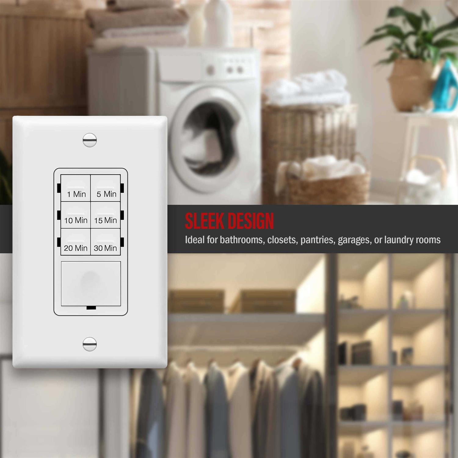 Enerlites Countdown Timer Switch 5-10-30-60 Min Hour For Bathroom Fans - Inhomebuy
