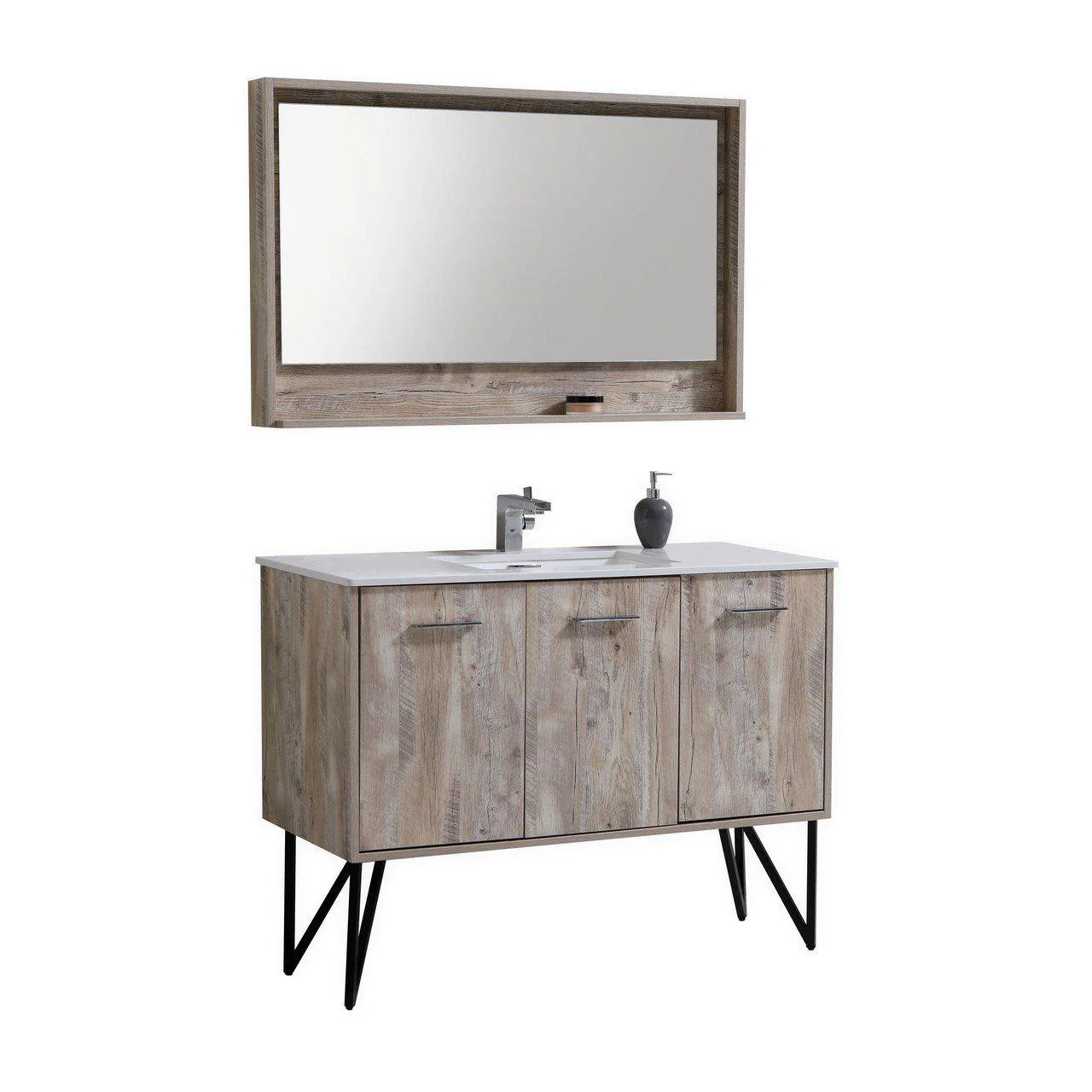 KubeBath Bosco 48 in. Modern Bathroom Vanity w/ Quartz Countertop, KB48NW - Inhomebuy