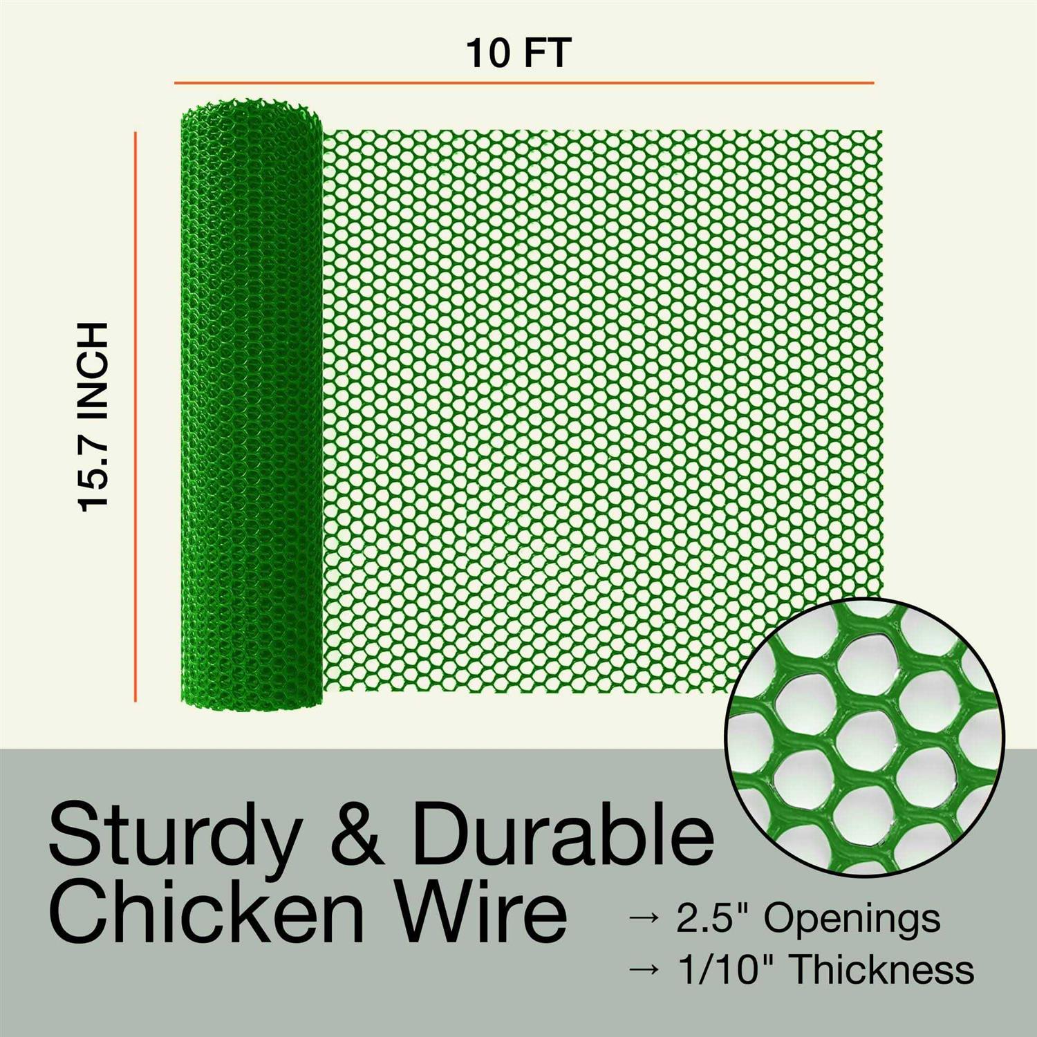 Maporch Upgraded 157in X 10ft Green Plastic Chicken Wire Fence Mesh - Inhomebuy
