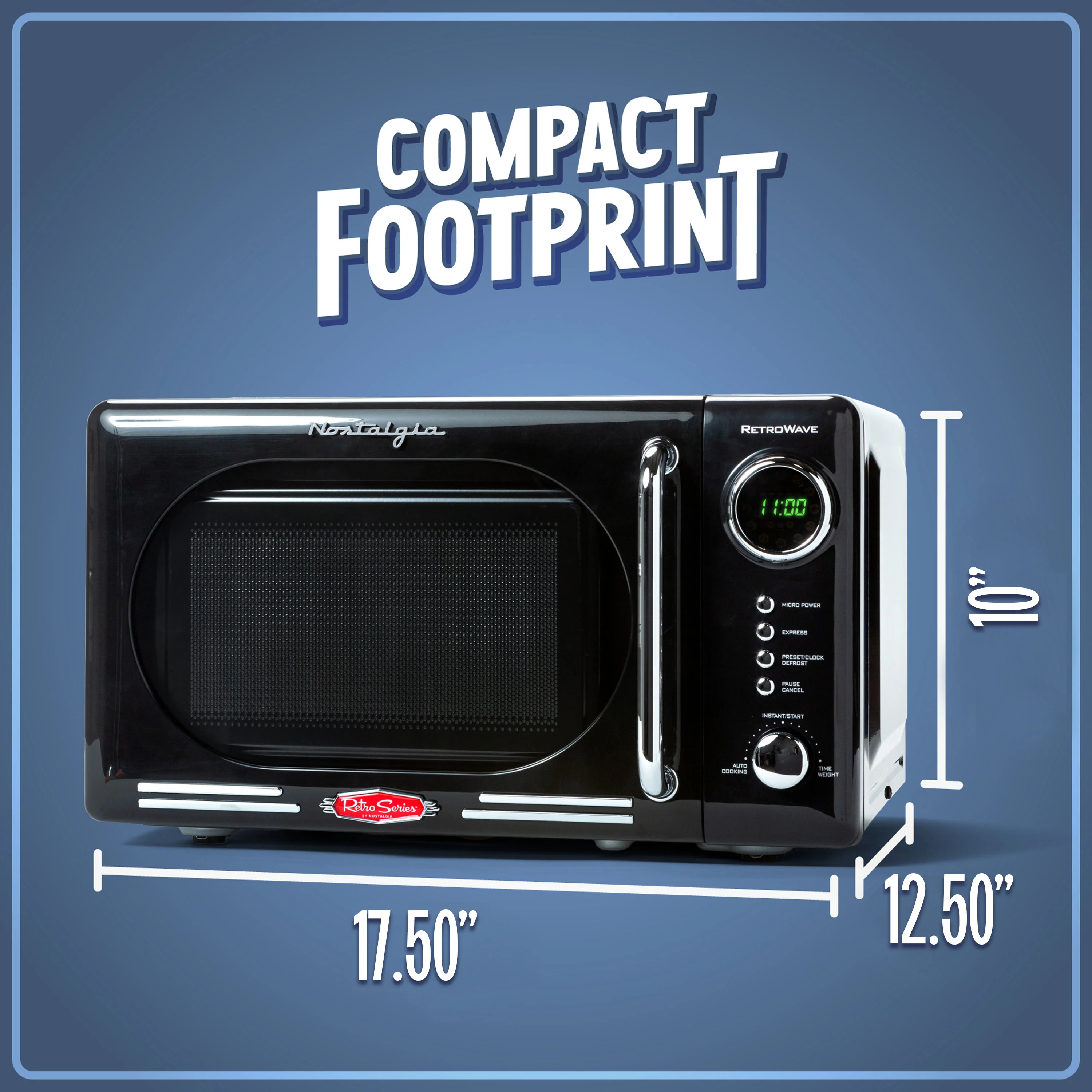 Retro 0.7 Cubic Foot 700-Watt Countertop Microwave Oven - Black - Inhomebuy