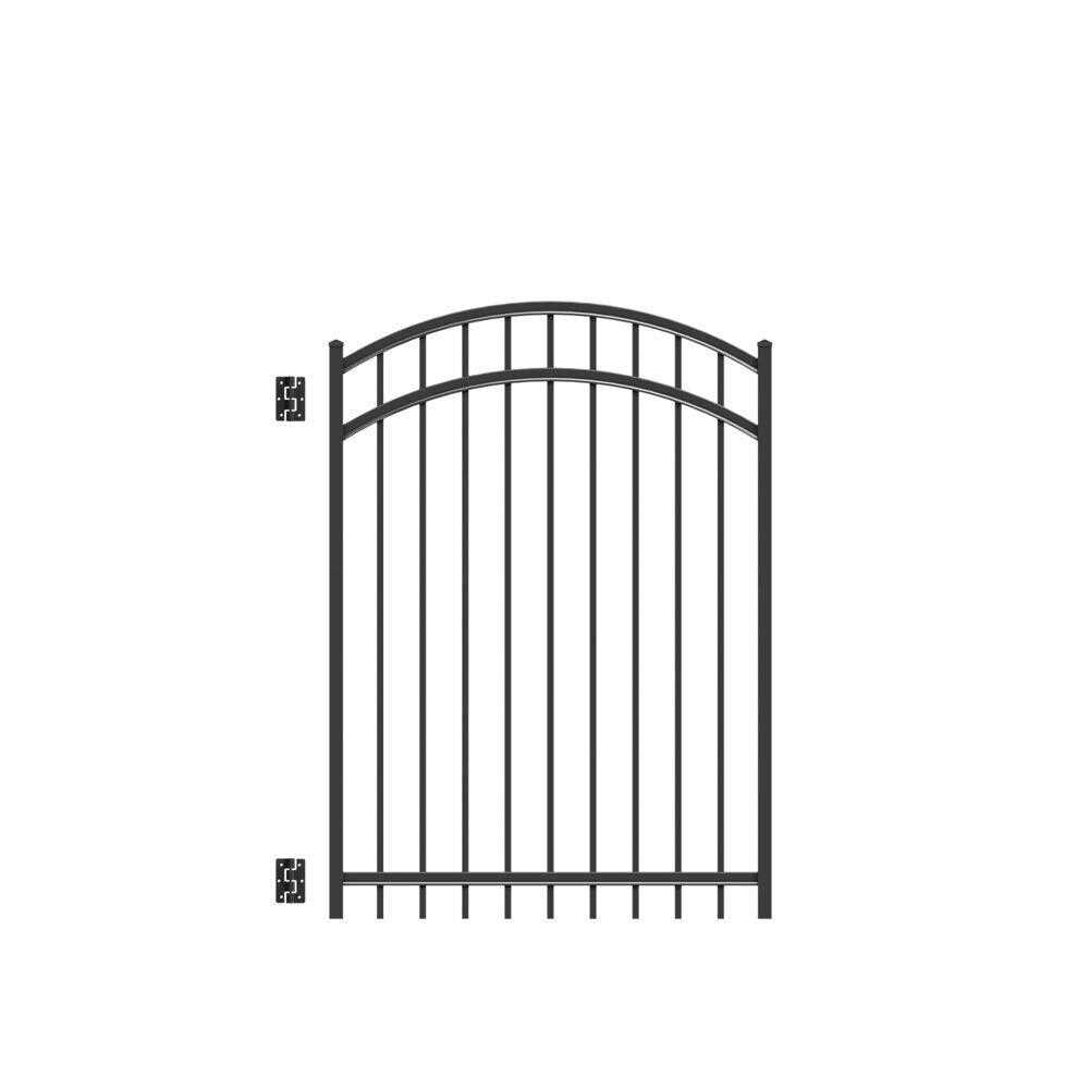 Freedom New Haven H x 4-ft W Black Aluminum Spaced Picket Flat-top Decorative Fence Gate - Inhomebuy
