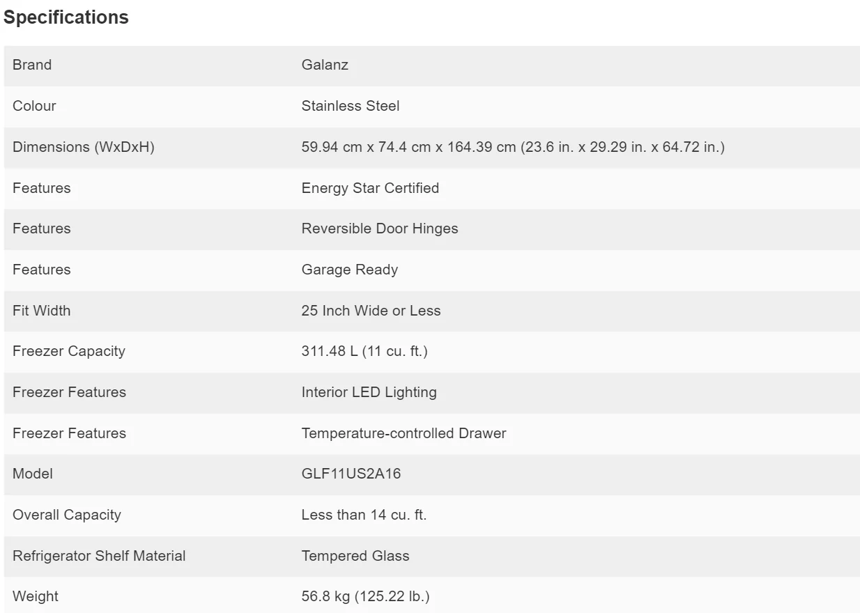 GALANZ 11 CU.FT. STAINLESS STEEL CONVERTIBLE UPRIGHT FREEZER/REFRIGERATOR - GLF11US2A16 - Inhomebuy