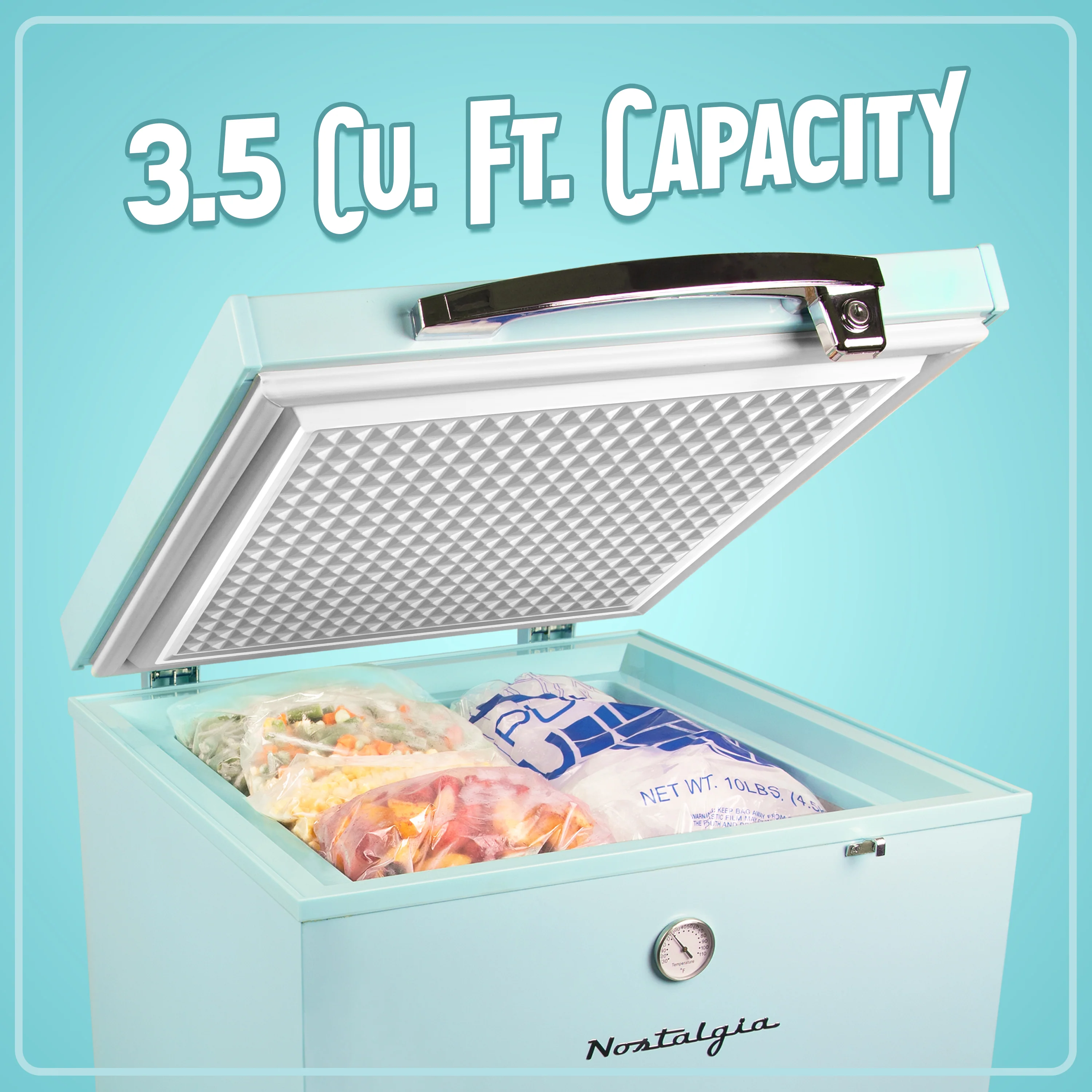 Classic Retro 3.5 Cu.Ft. Refrigerator & Chest Freezer, Aqua - Inhomebuy