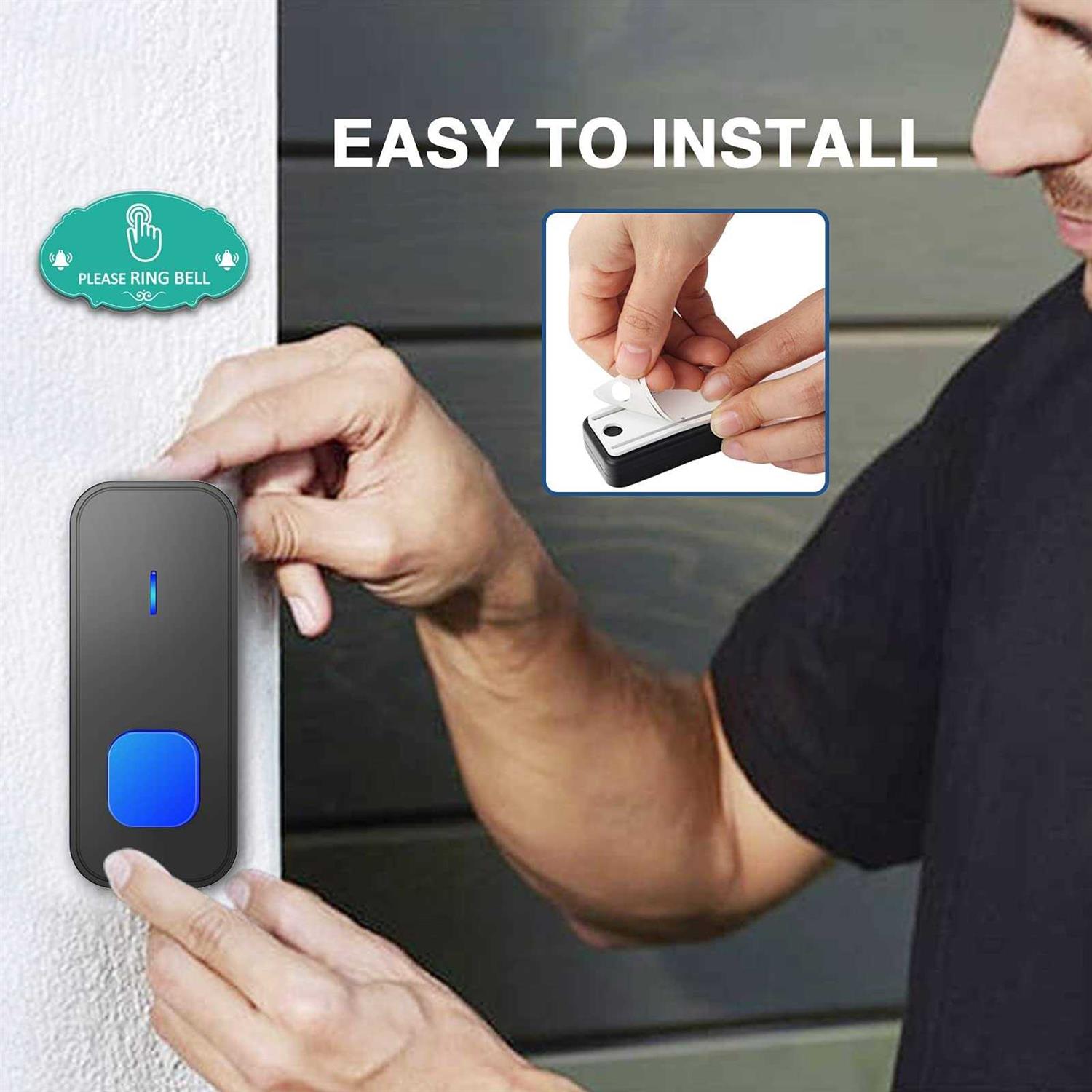 Wireless Doorbell PHYSEN Door Bell Chimes with Mute Mode 58 Ringtones&5 Volume Levels - Inhomebuy