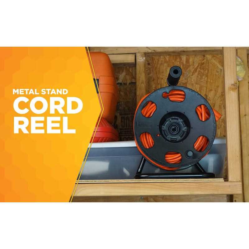 Woods 22849 Metal Extension Cord Reel Stand In Black - Inhomebuy