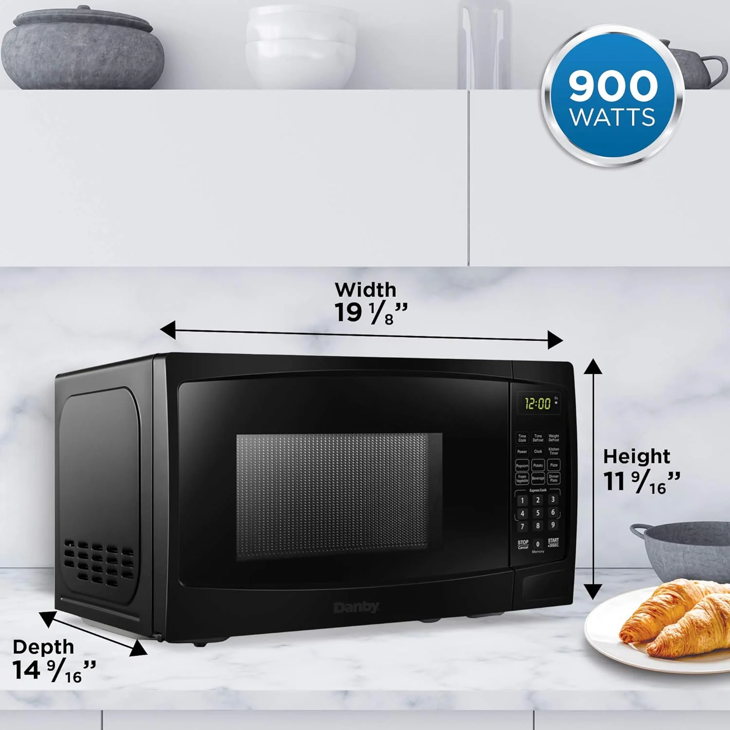 Danby Microwave Oven: 0.9 cu.ft, 900W, black | DBMW0920BBB - Inhomebuy