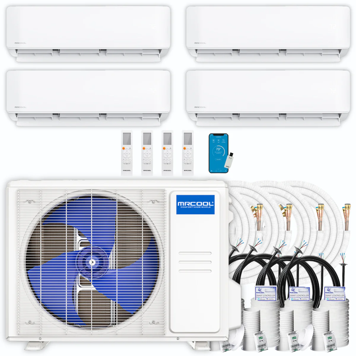 MRCOOL DIY Mini Split - 42,000 BTU 4 Zone Ductless Air Conditioner and Heat Pump with 16 ft. Install Kit, DIYM436HPW02C00 - Inhomebuy
