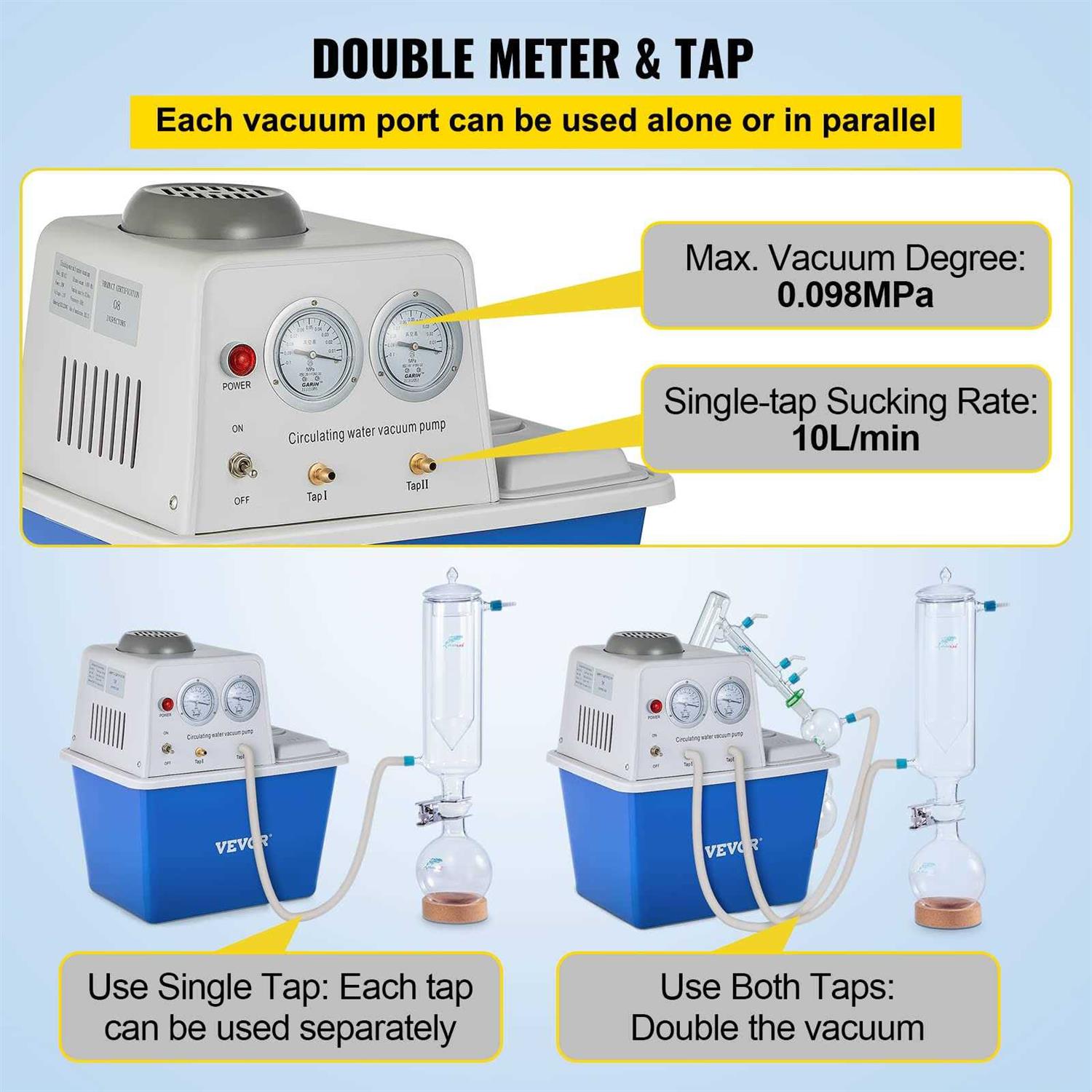 VEVOR Lab Multi-Purpose Water Circulating Vacuum Pump15l with 2 Off - Inhomebuy